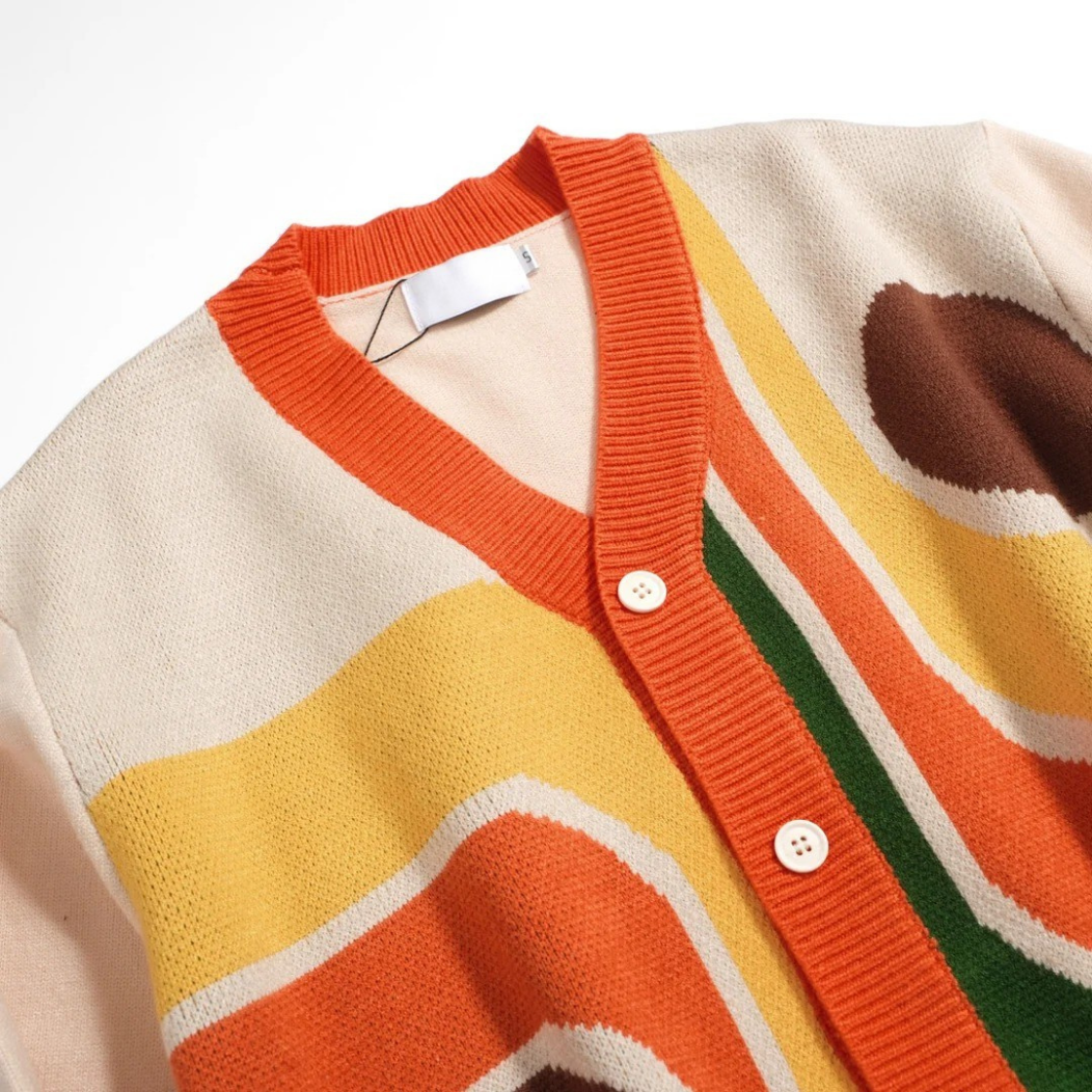 Gilet en maille rétro – Crème vintage