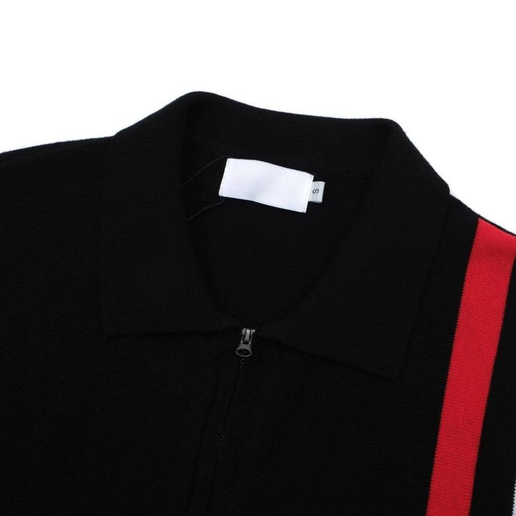 Veste en maille zippée rétro – Noir vintage