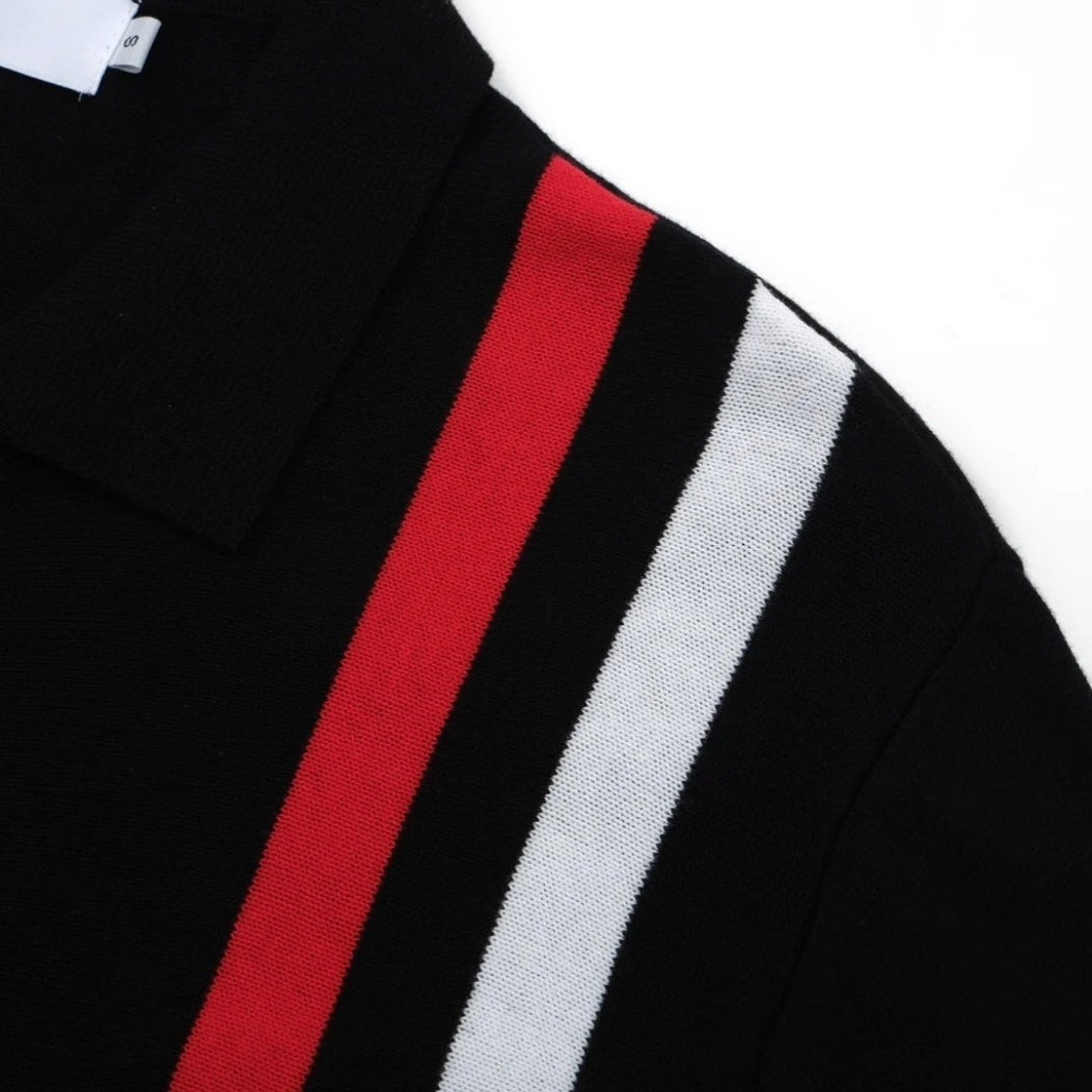 Veste en maille zippée rétro – Noir vintage
