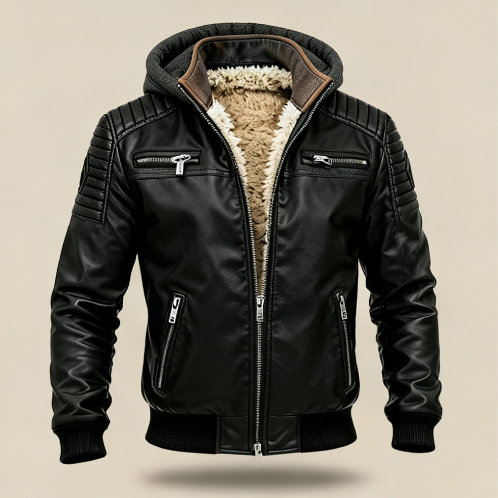 Bandicot™ | Veste élégante en cuir matelassé avec doublure sherpa pour-homme