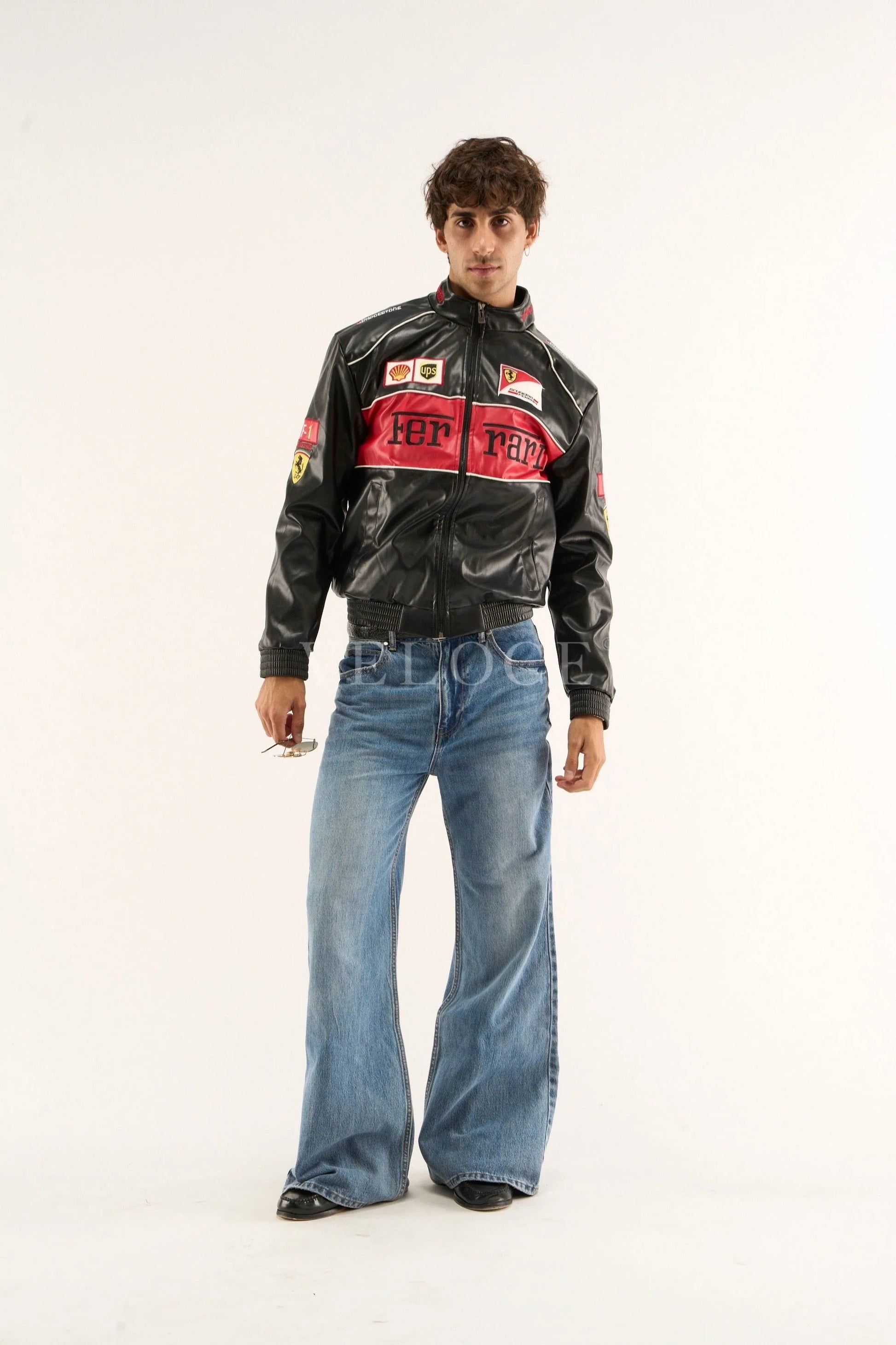 Veste en cuir vintage Ferrari F1 - Édition rouge