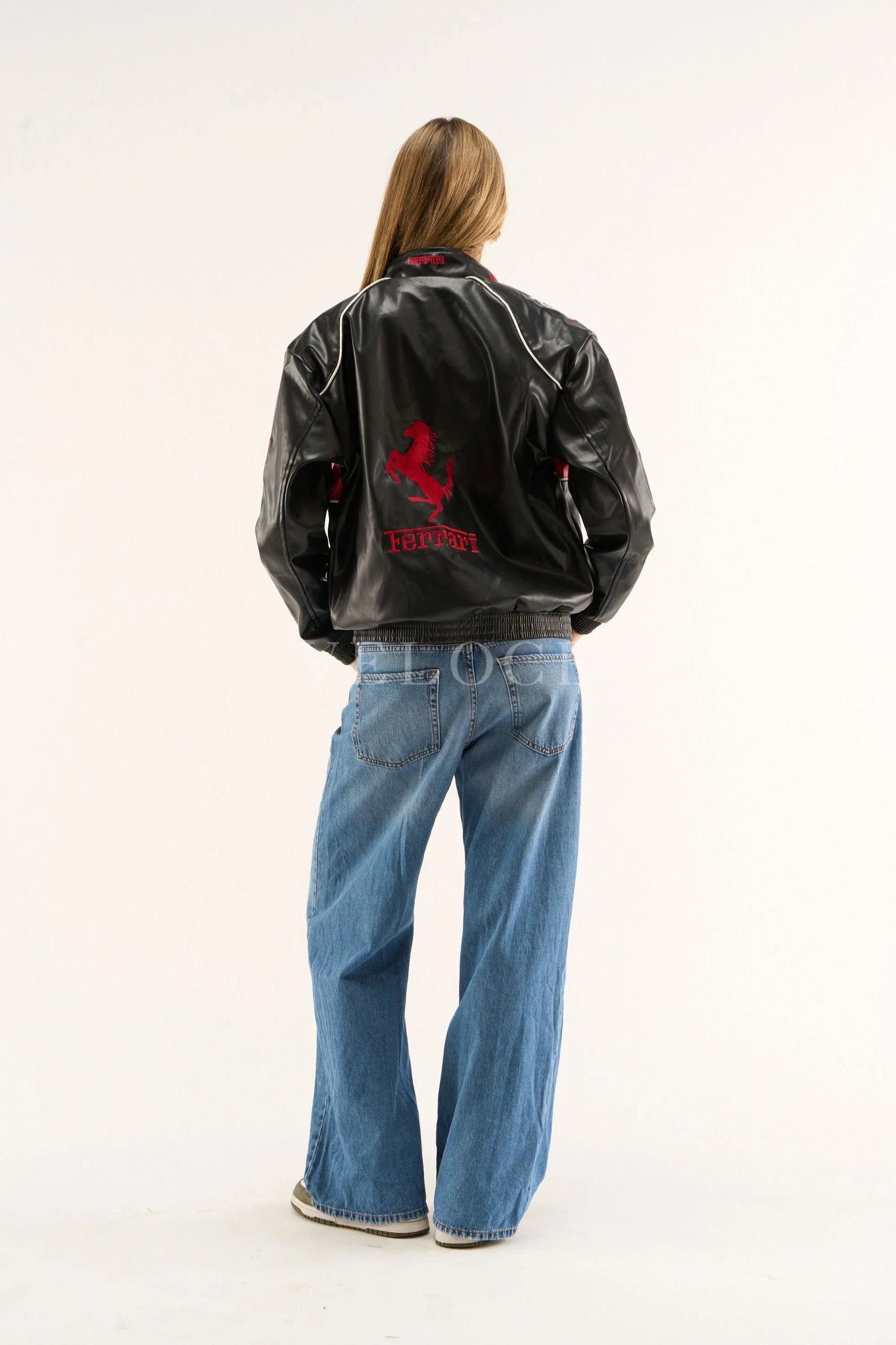 Veste en cuir vintage Ferrari F1 - Édition rouge