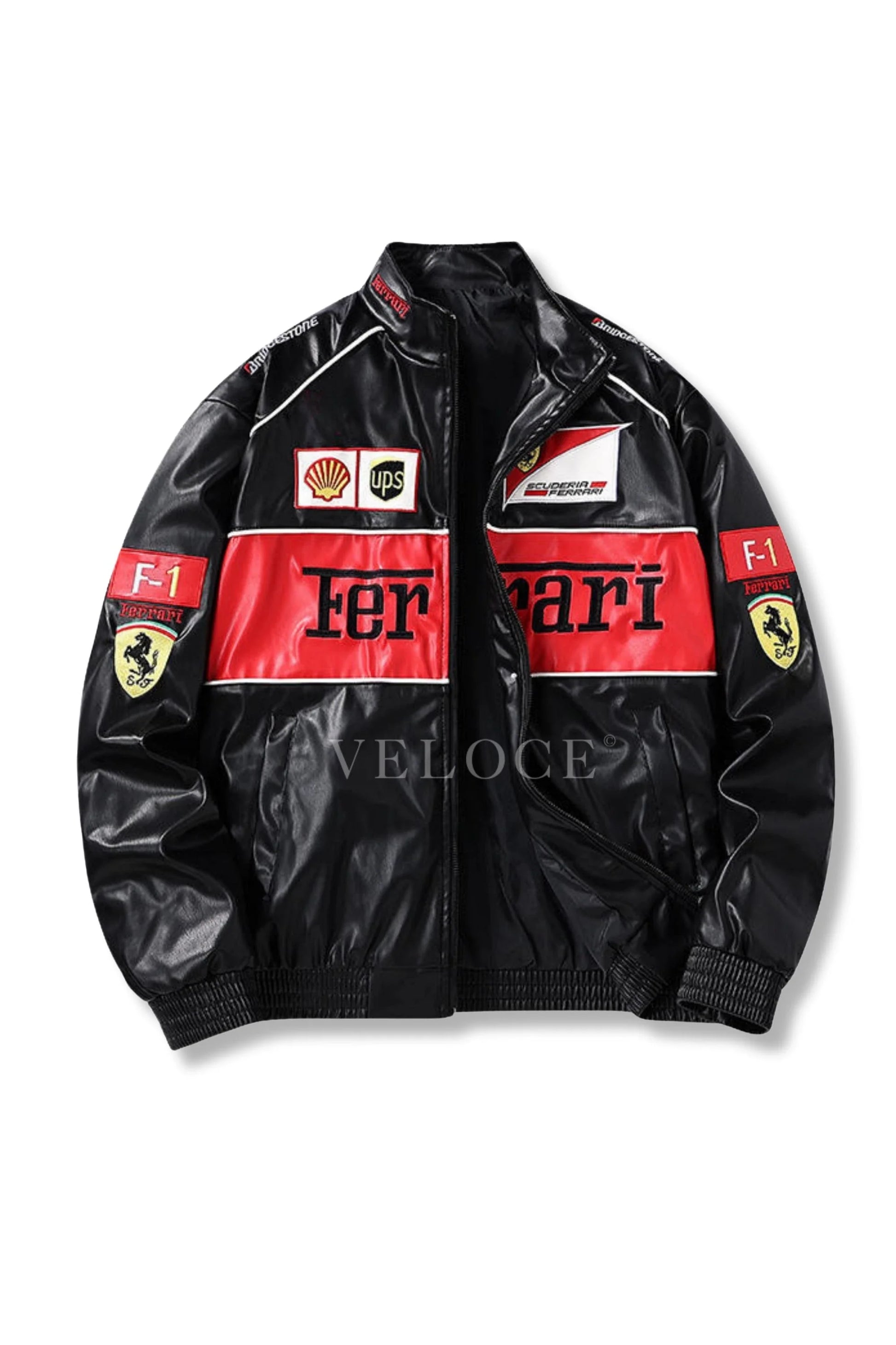Veste en cuir vintage Ferrari F1 - Édition rouge