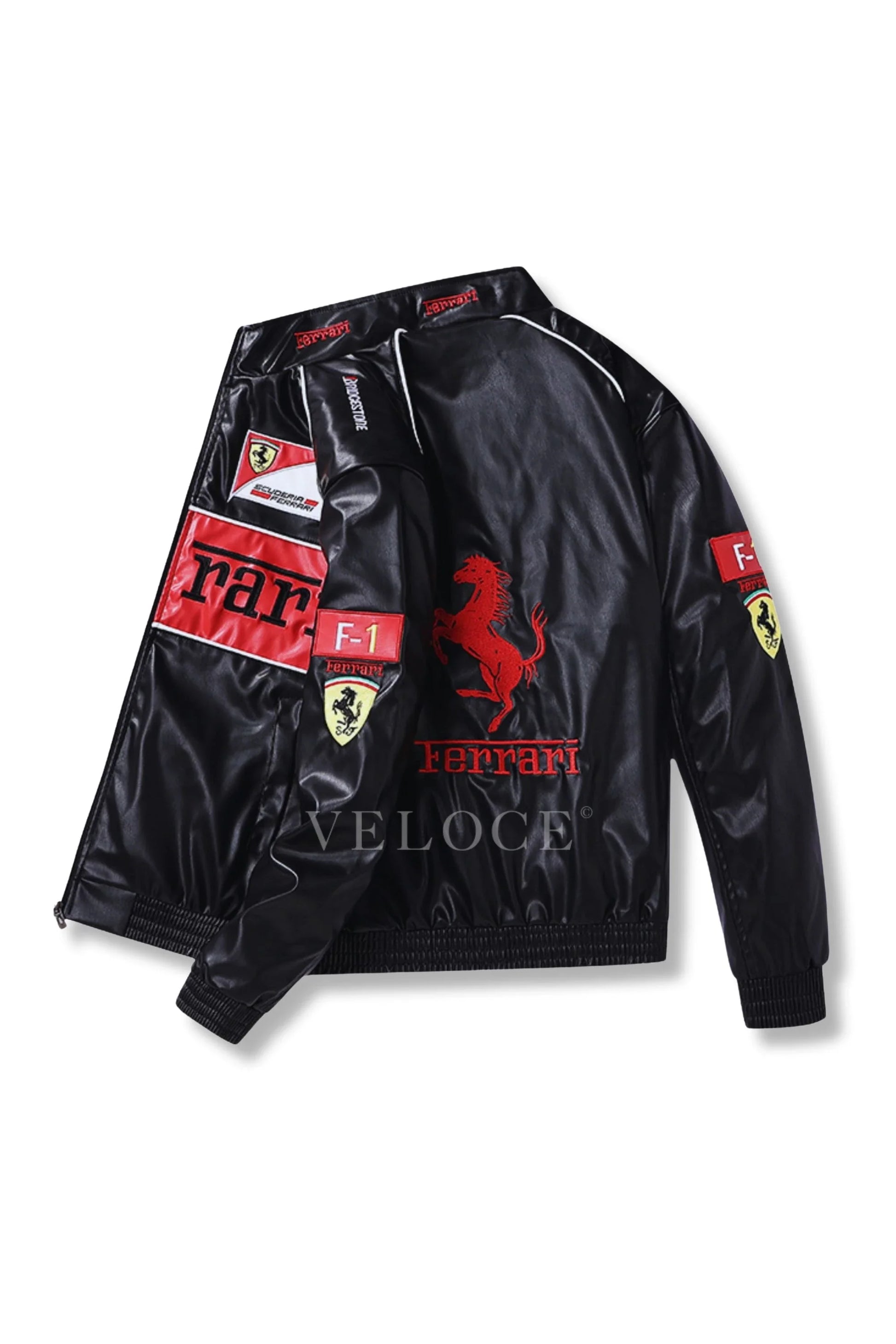 Veste en cuir vintage Ferrari F1 - Édition rouge