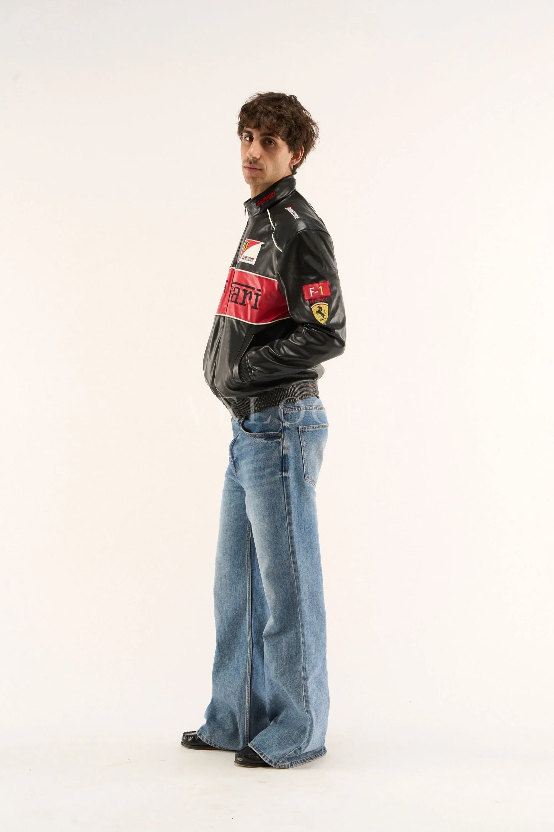 Veste en cuir vintage Ferrari F1 - Édition rouge