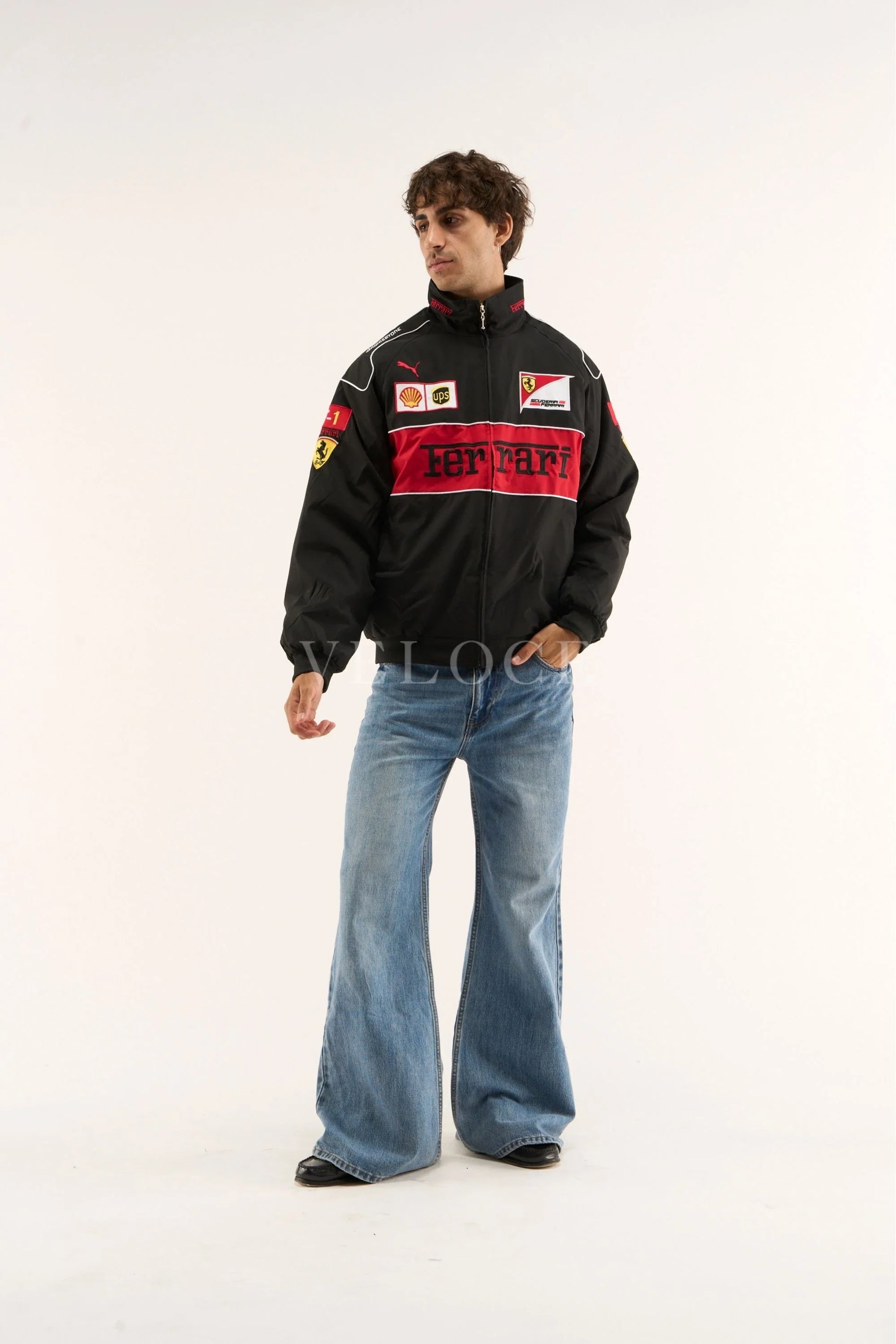 Veste de course Ferrari F1 Vintage - Édition Noire
