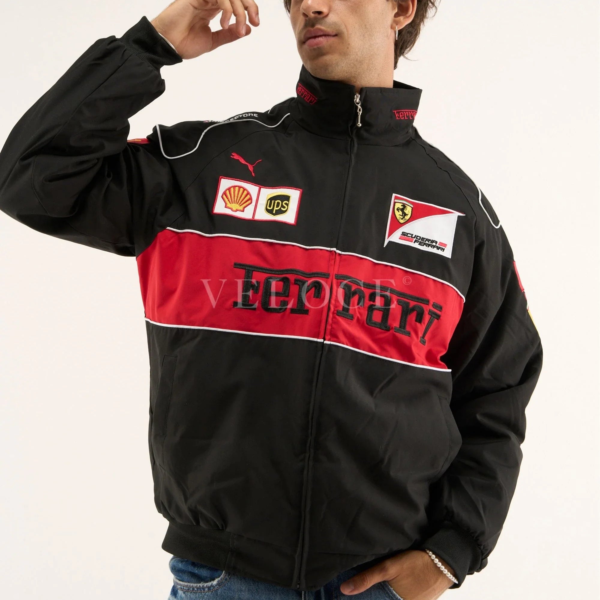 Veste de course Ferrari F1 Vintage - Édition Noire