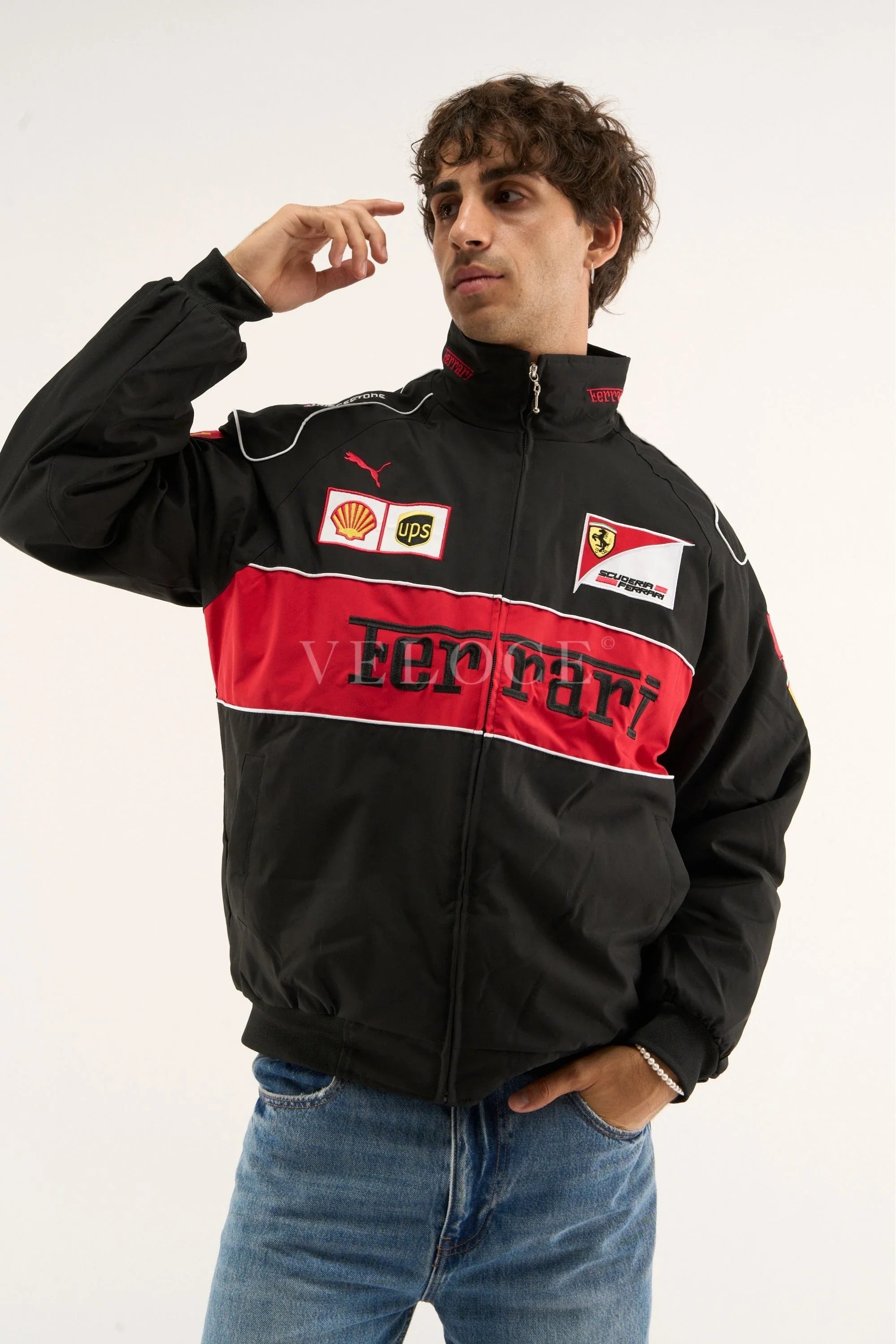 Veste de course Ferrari F1 Vintage - Édition Noire