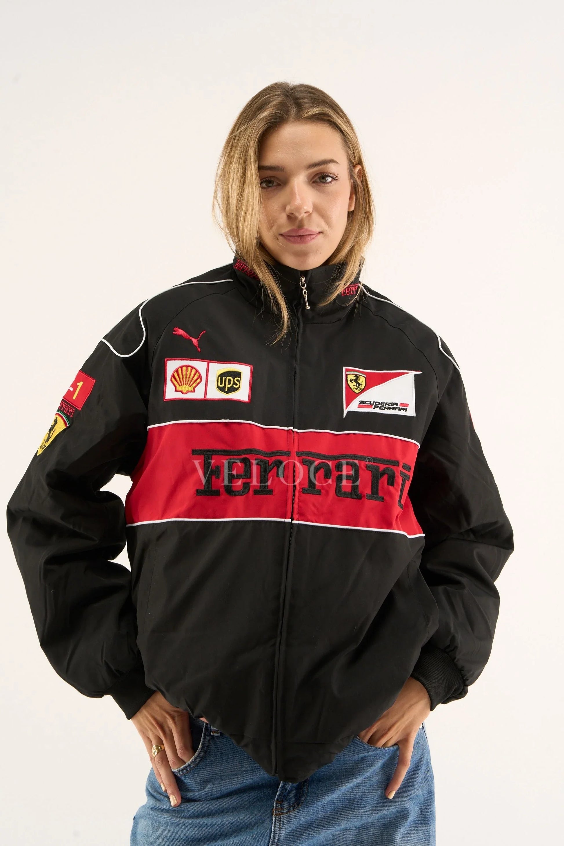 Veste de course Ferrari F1 Vintage - Édition Noire