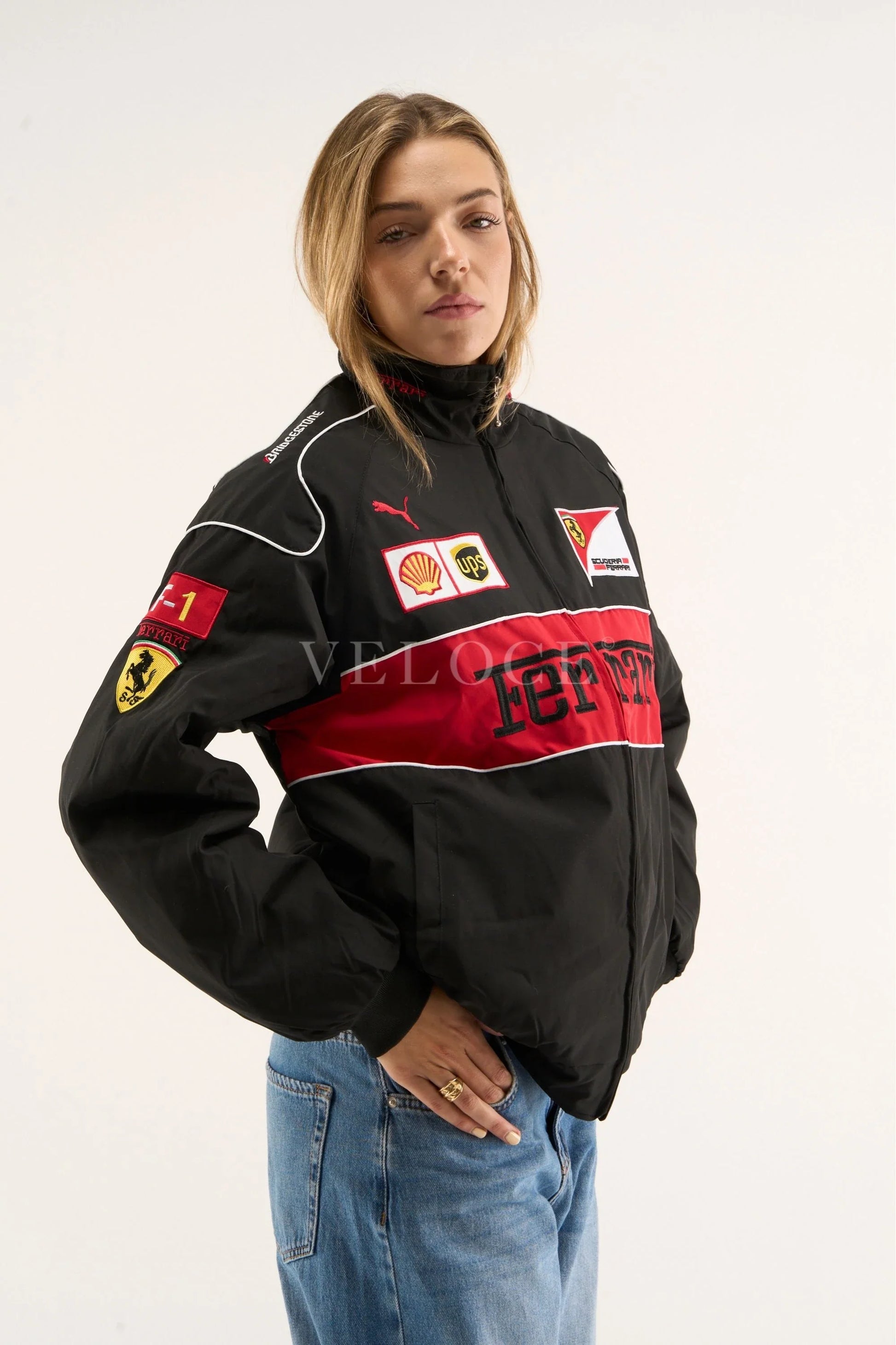 Veste de course Ferrari F1 Vintage - Édition Noire