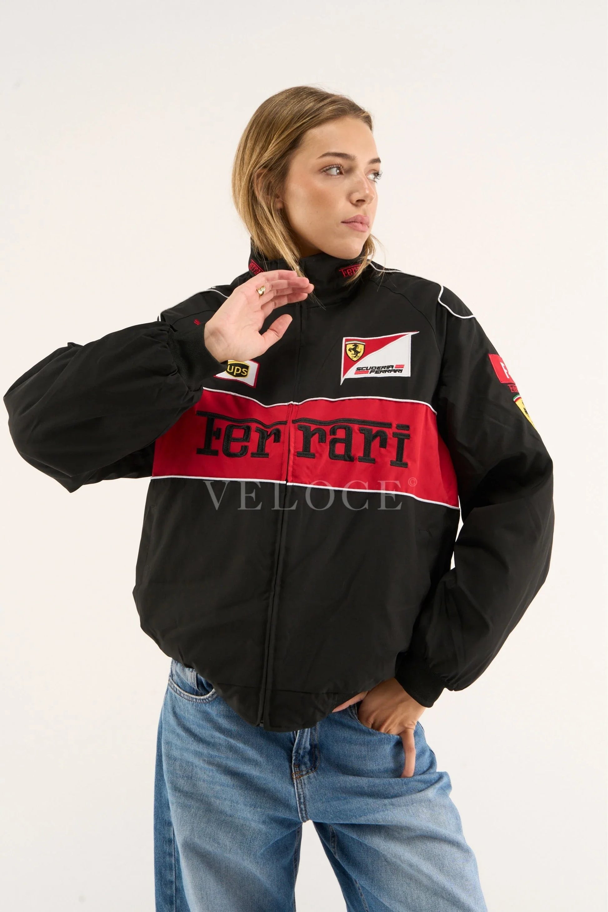 Veste de course Ferrari F1 Vintage - Édition Noire