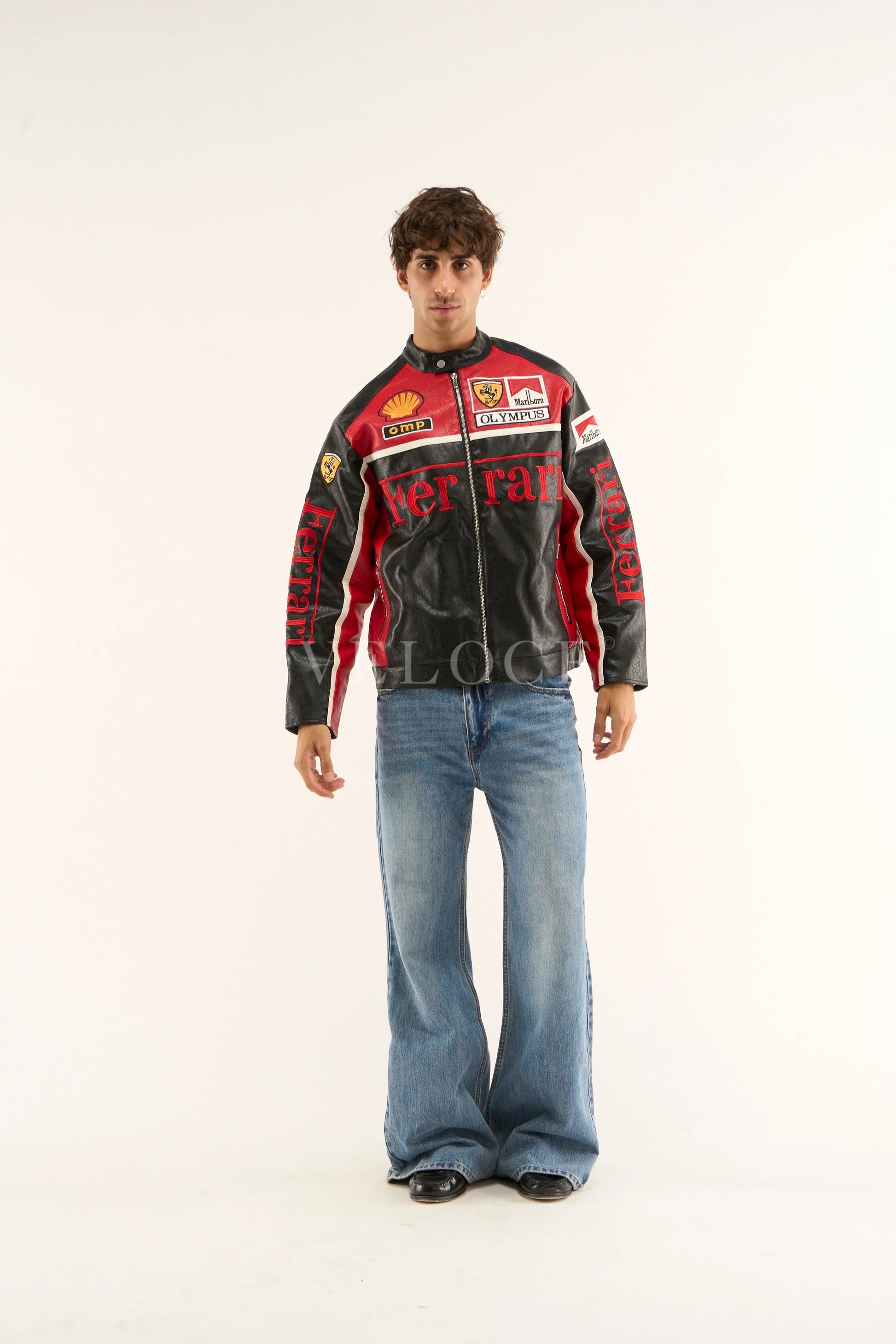 Blouson en cuir Ferrari Olympus - Édition rouge