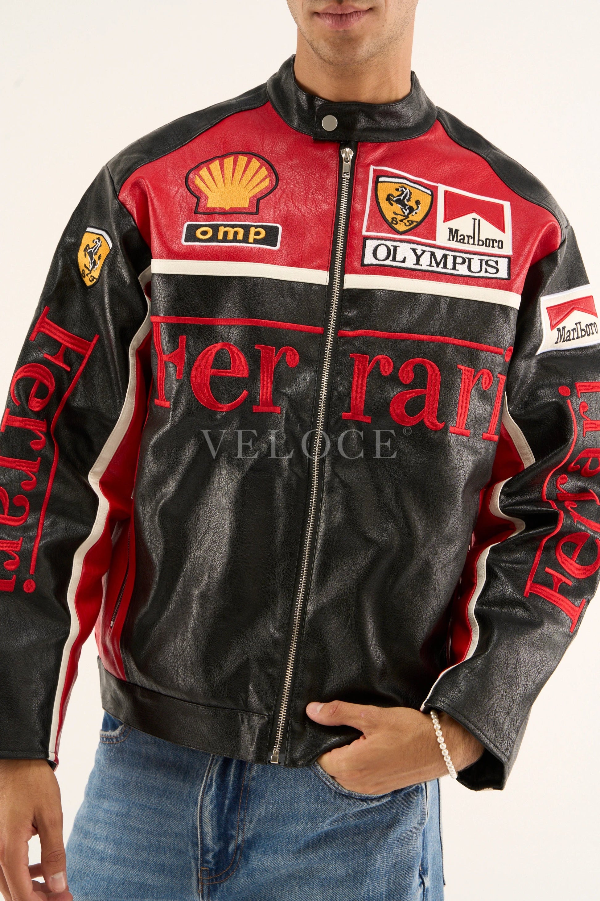 Blouson en cuir Ferrari Olympus - Édition rouge