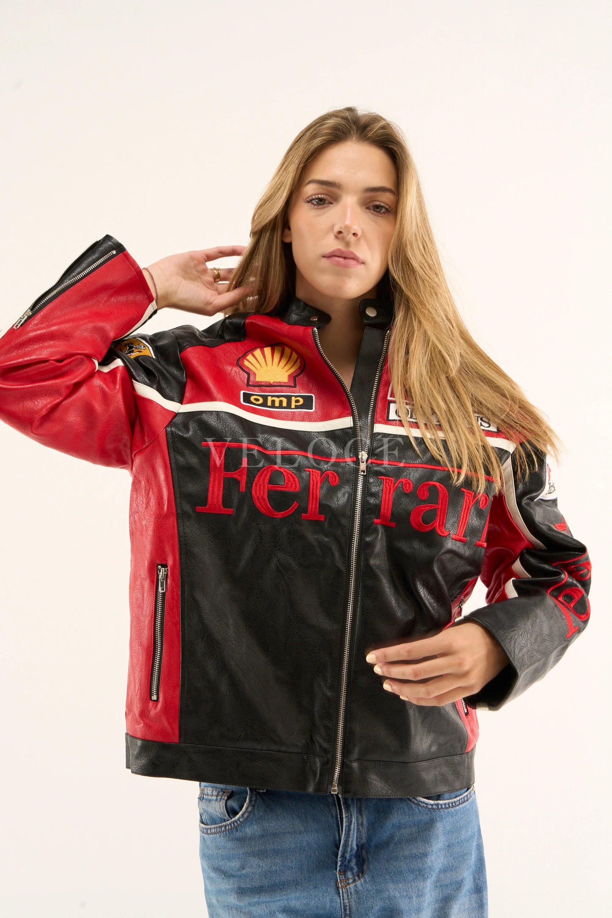Blouson en cuir Ferrari Olympus - Édition rouge