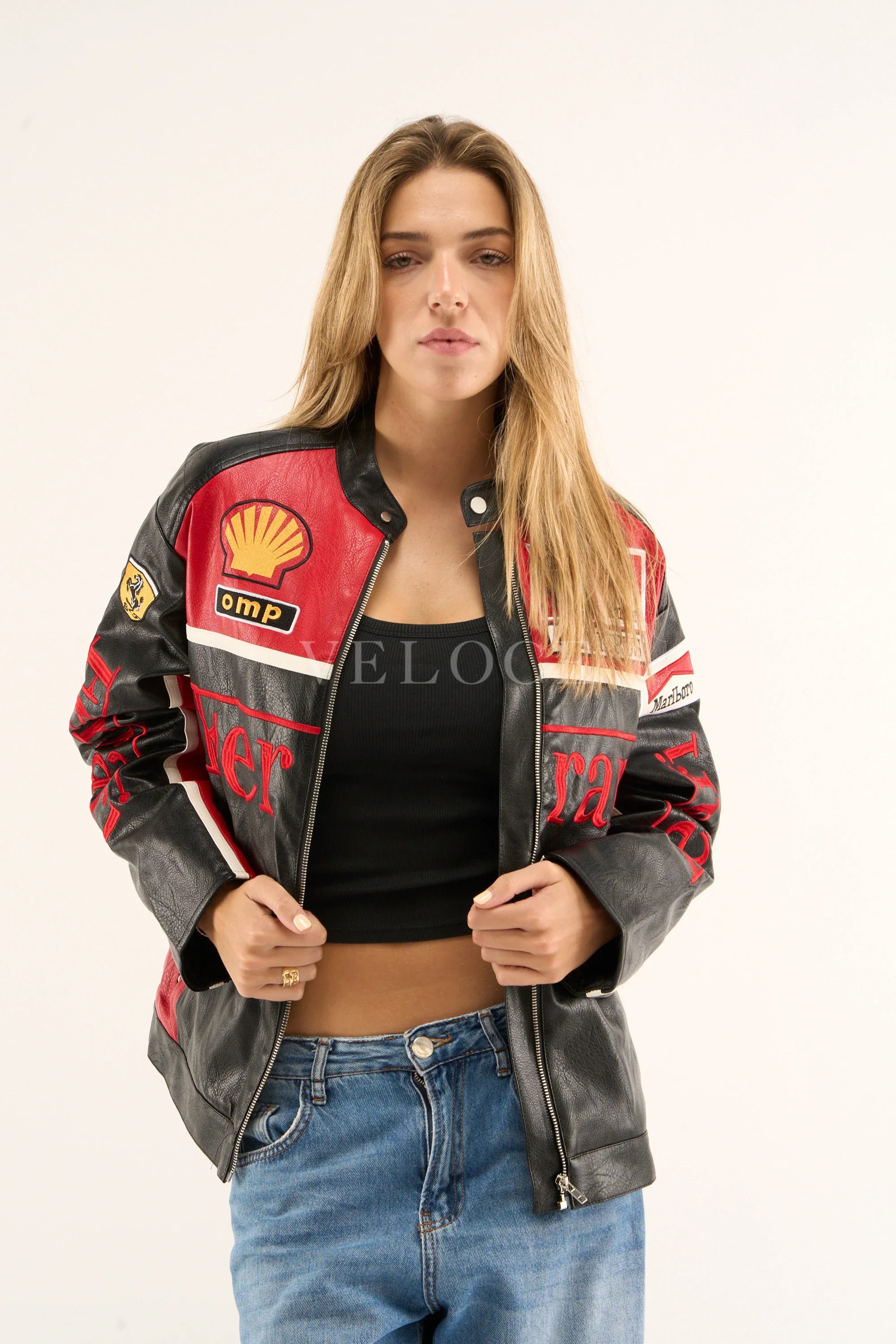 Blouson en cuir Ferrari Olympus - Édition rouge