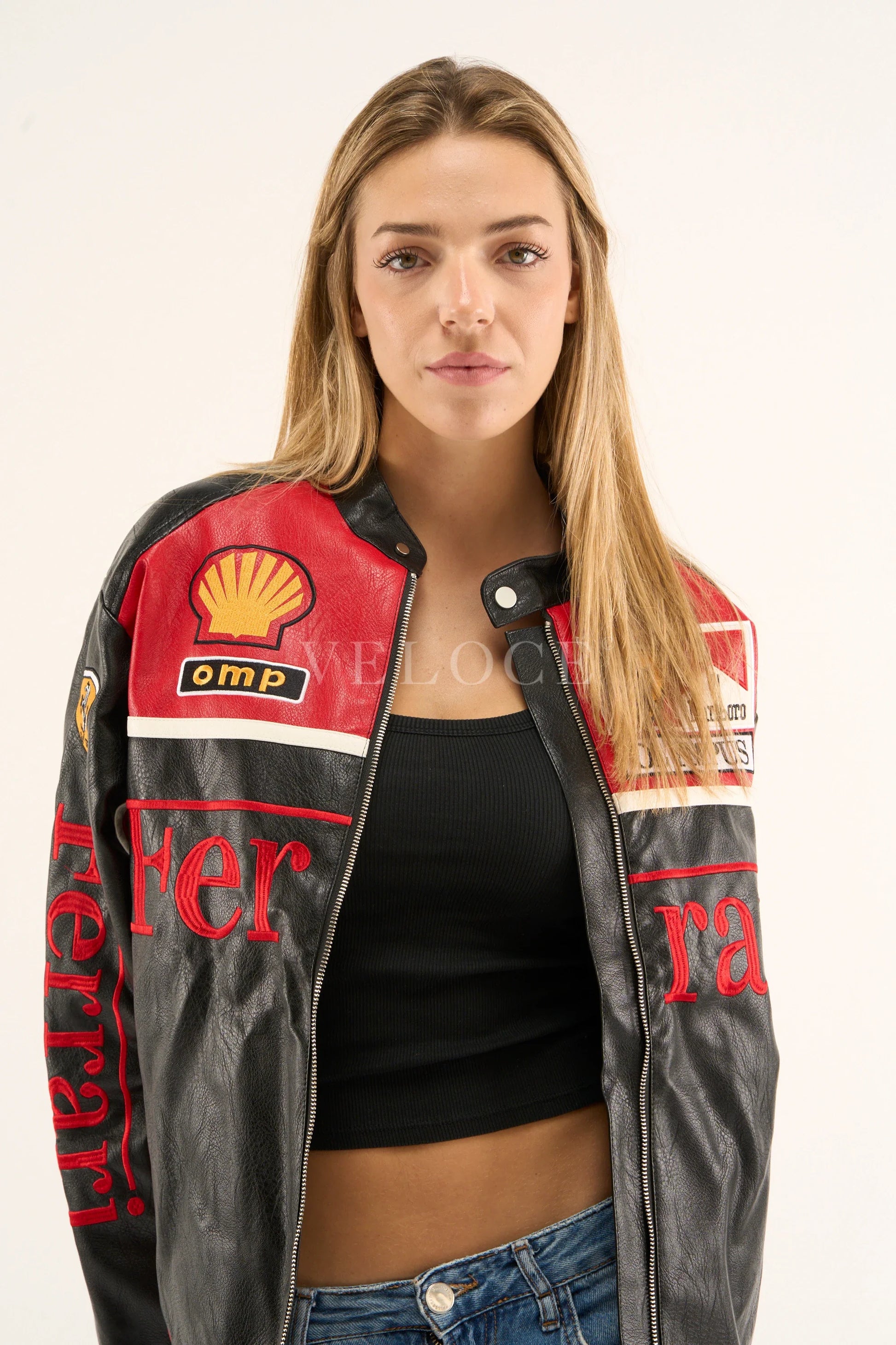 Blouson en cuir Ferrari Olympus - Édition rouge