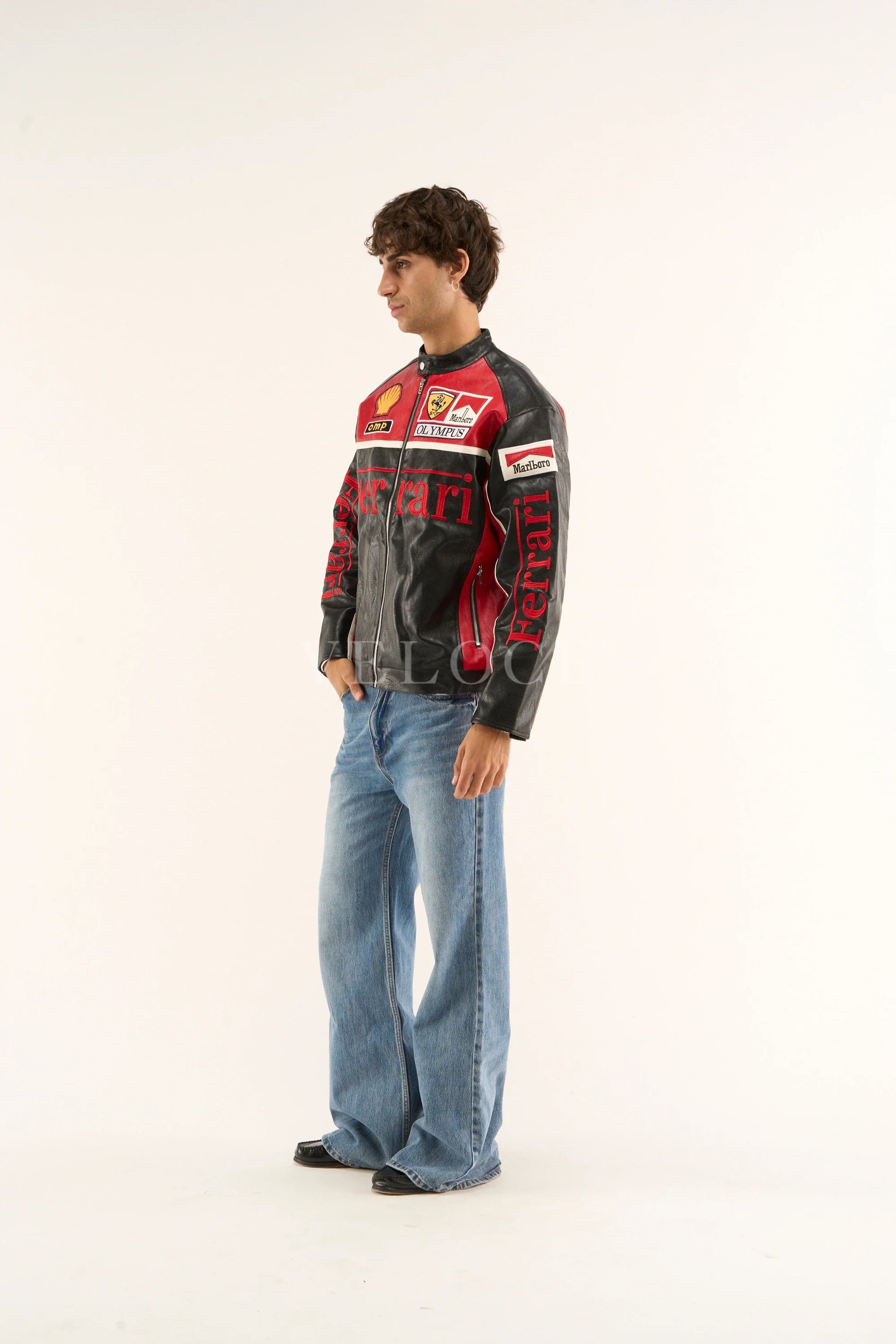 Blouson en cuir Ferrari Olympus - Édition rouge