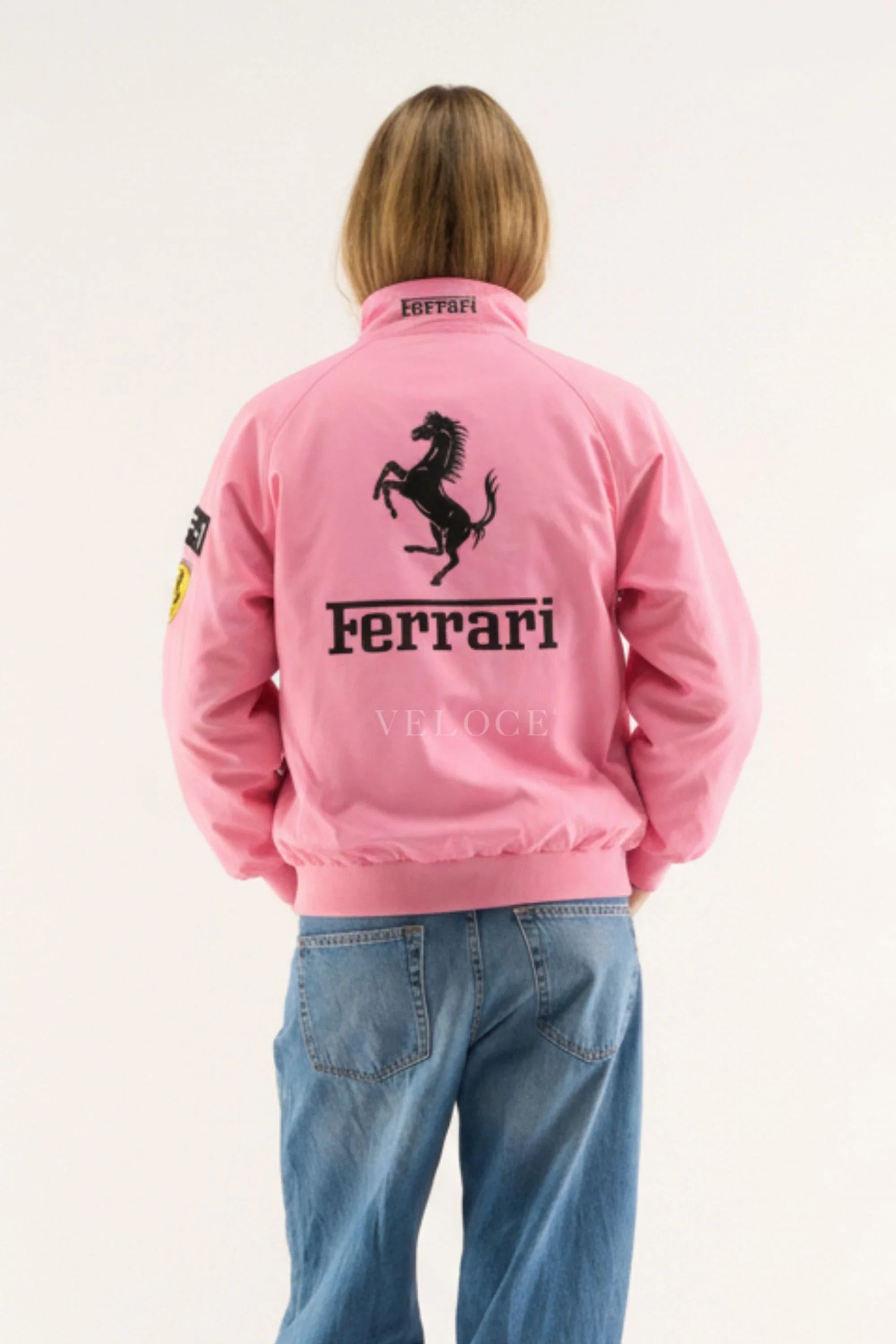 Veste de course Ferrari F1 Vintage – Édition Rose