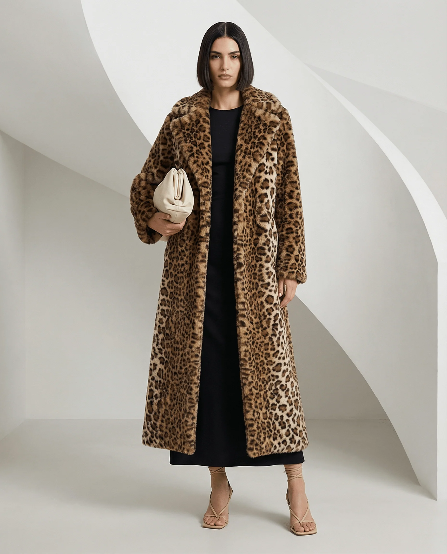 Manteau Aurelia léopard en fausse fourrure