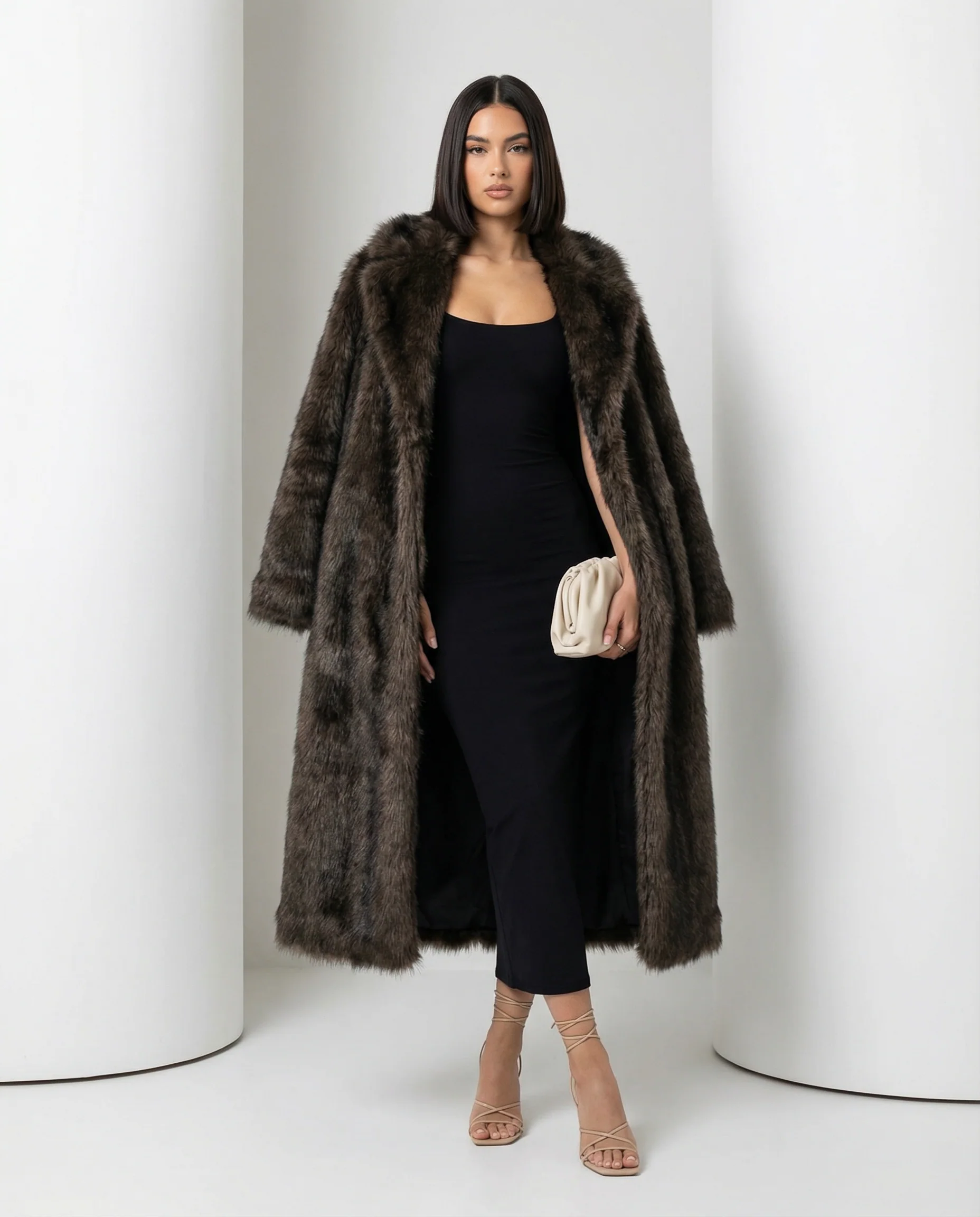 Manteau long en fausse fourrure Eden