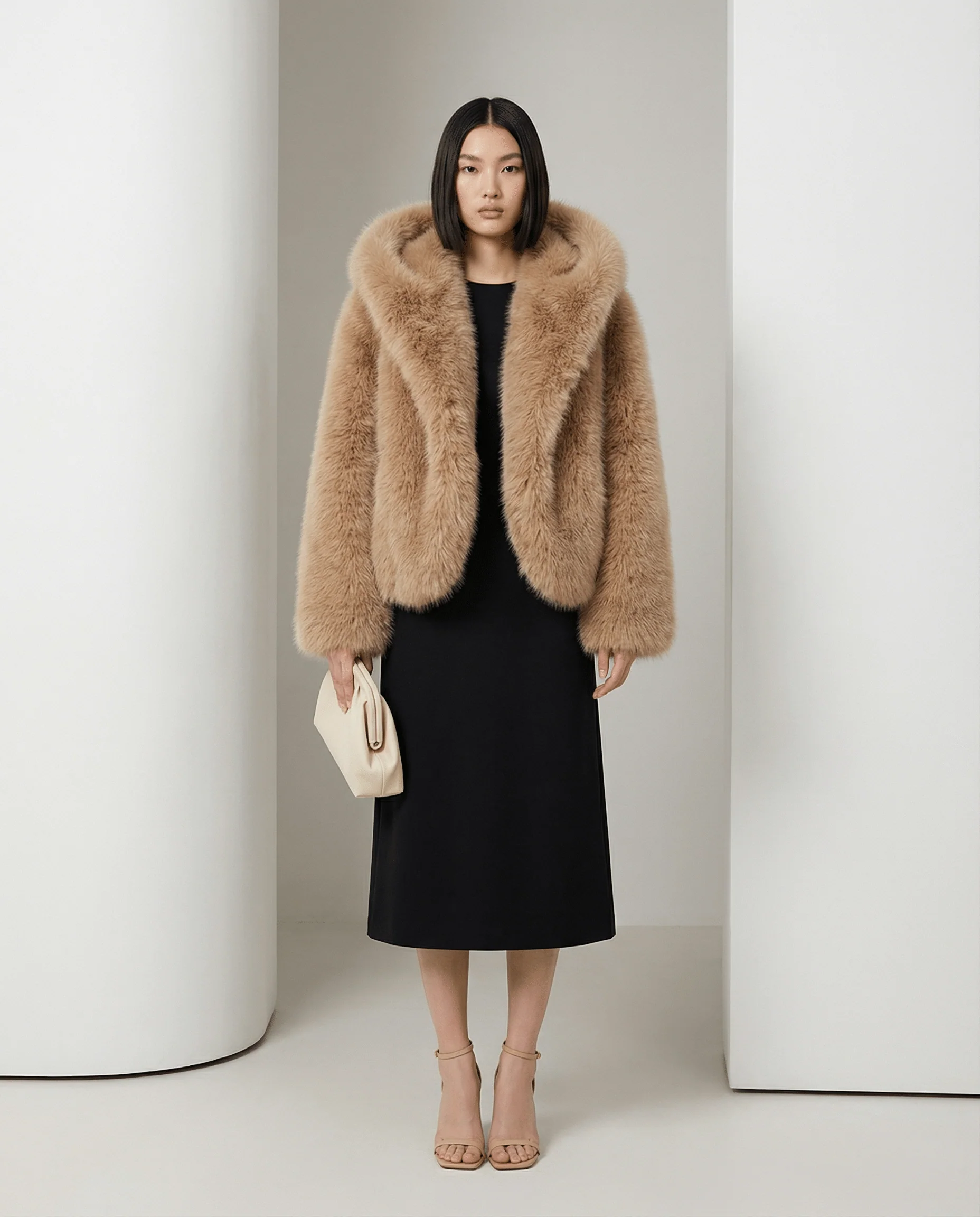Veste Ravena à capuche en fausse fourrure