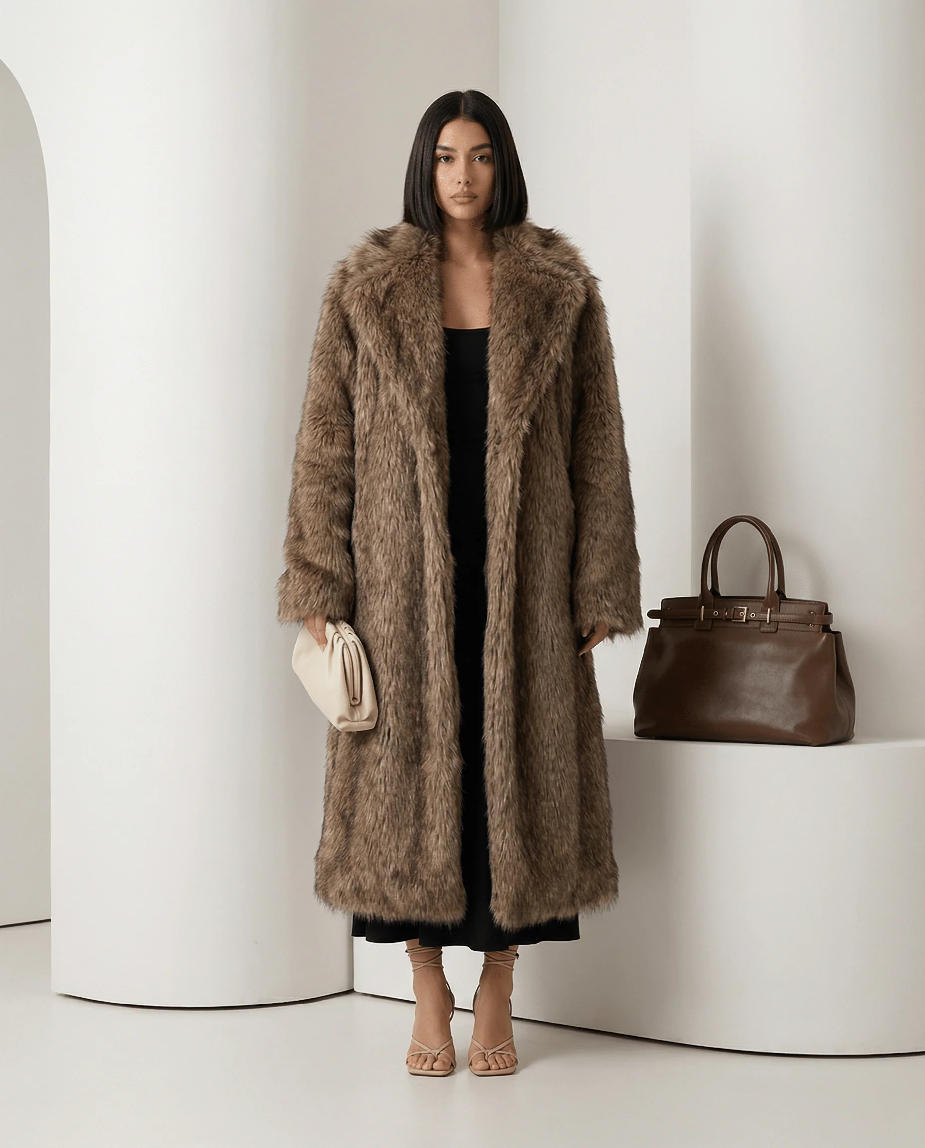 Manteau long en fausse fourrure Eden