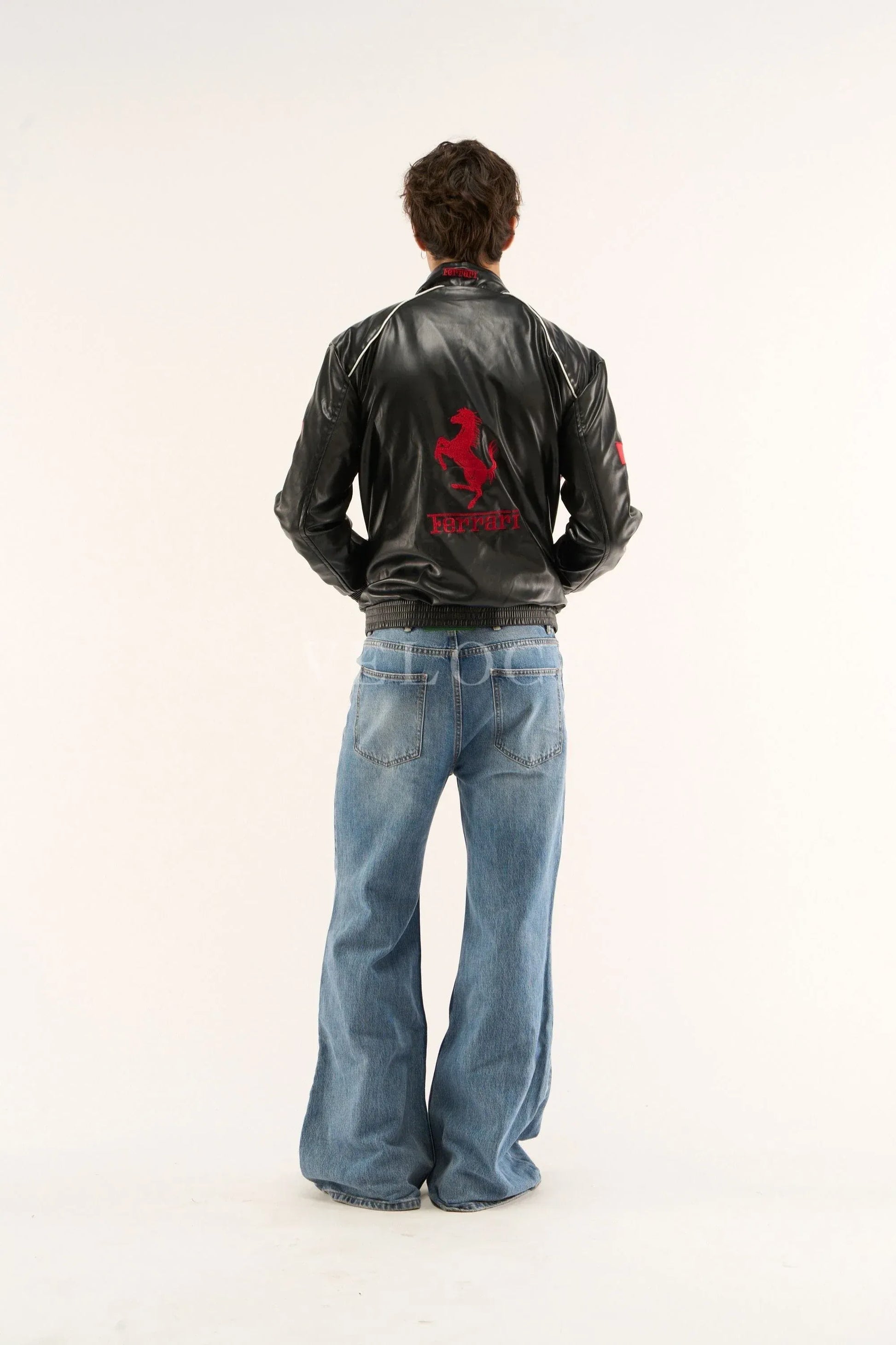 Veste en cuir vintage Ferrari F1 - Édition blanche