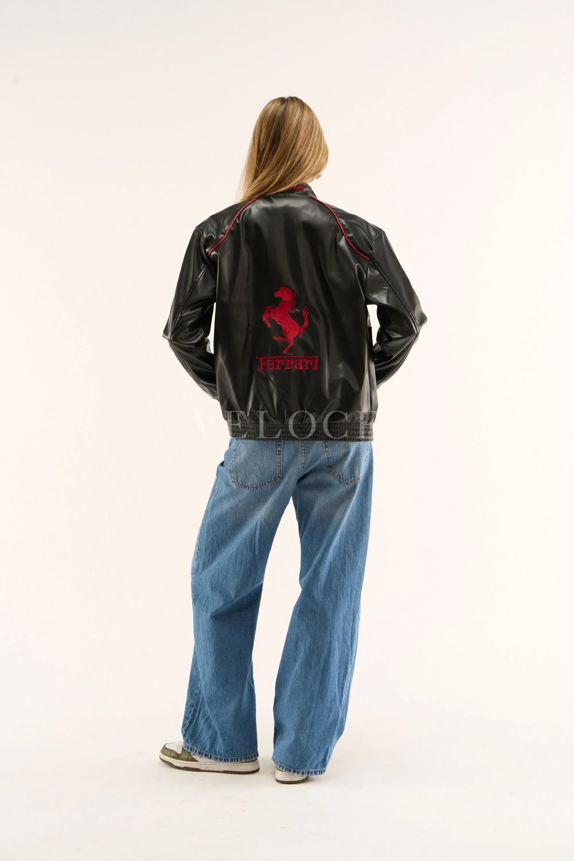Veste en cuir vintage Ferrari F1 - Édition blanche