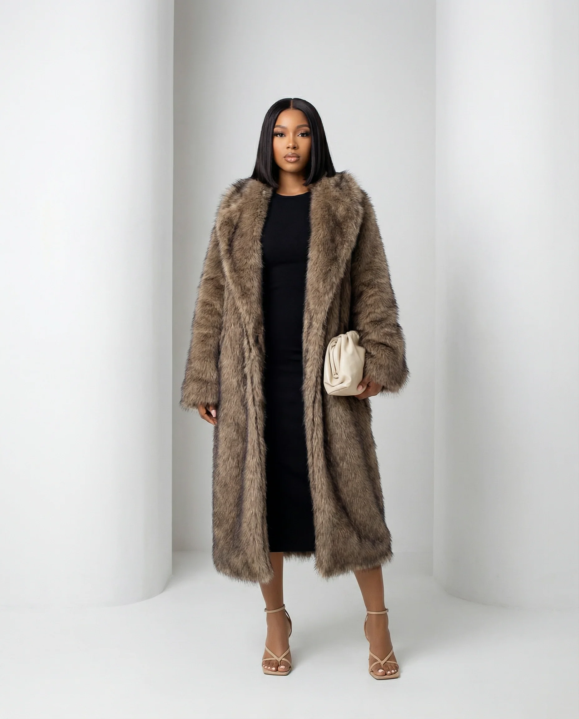 Manteau long en fausse fourrure Eden