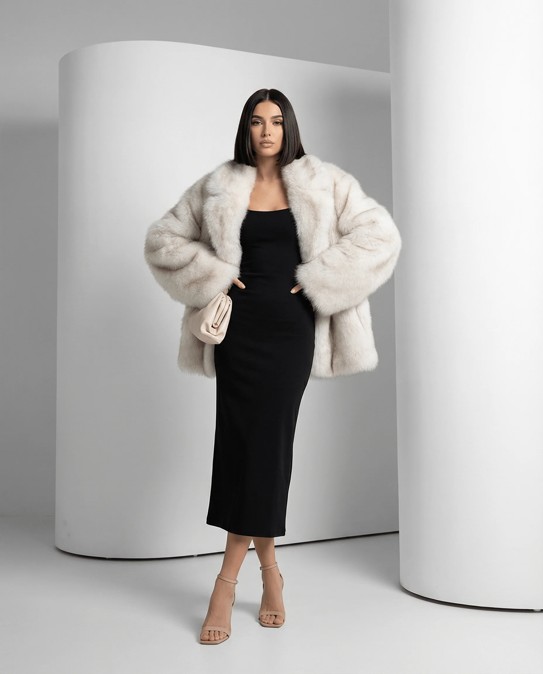Manteau oversize en fausse fourrure Elara