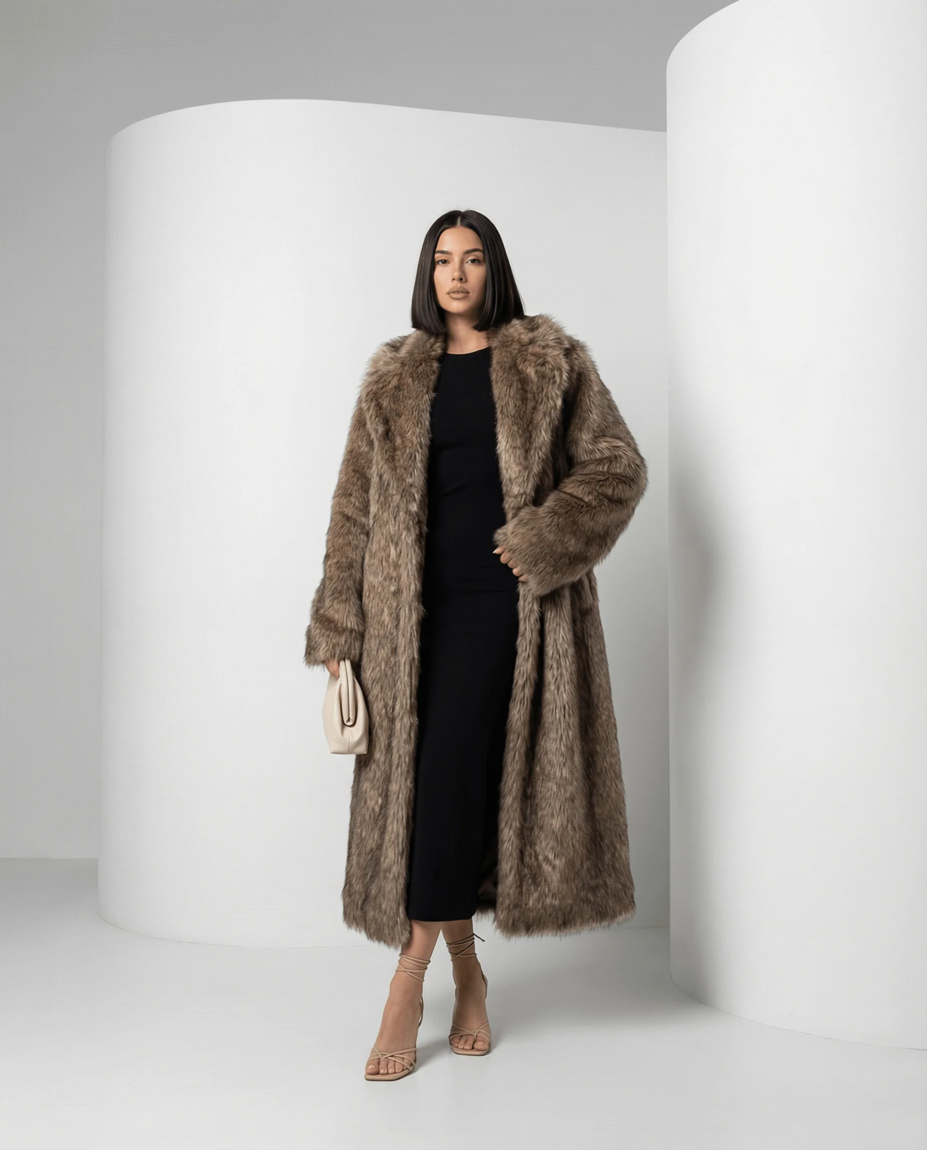 Manteau long en fausse fourrure Eden