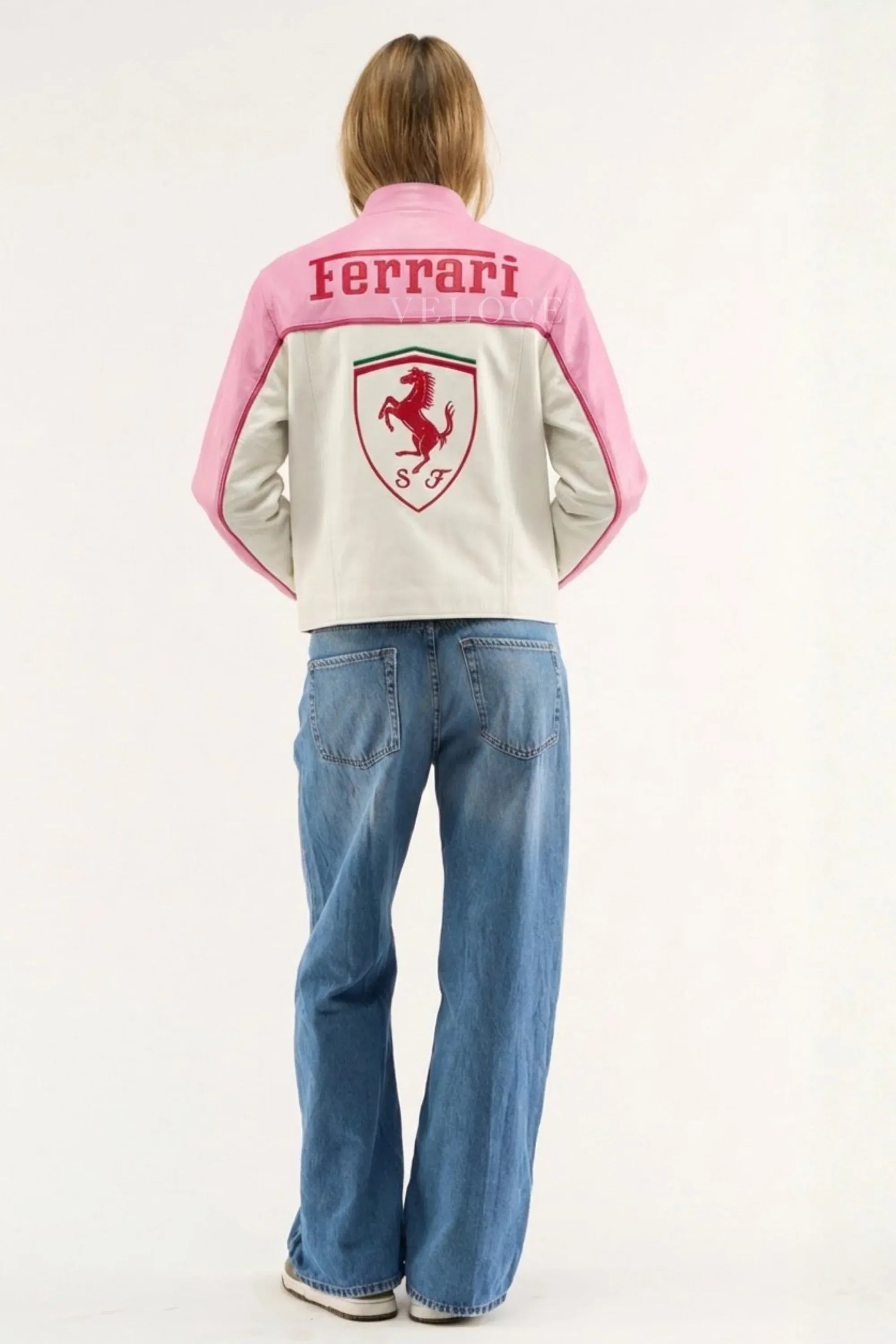 Veste en cuir Ferrari Vintage - Édition Rose
