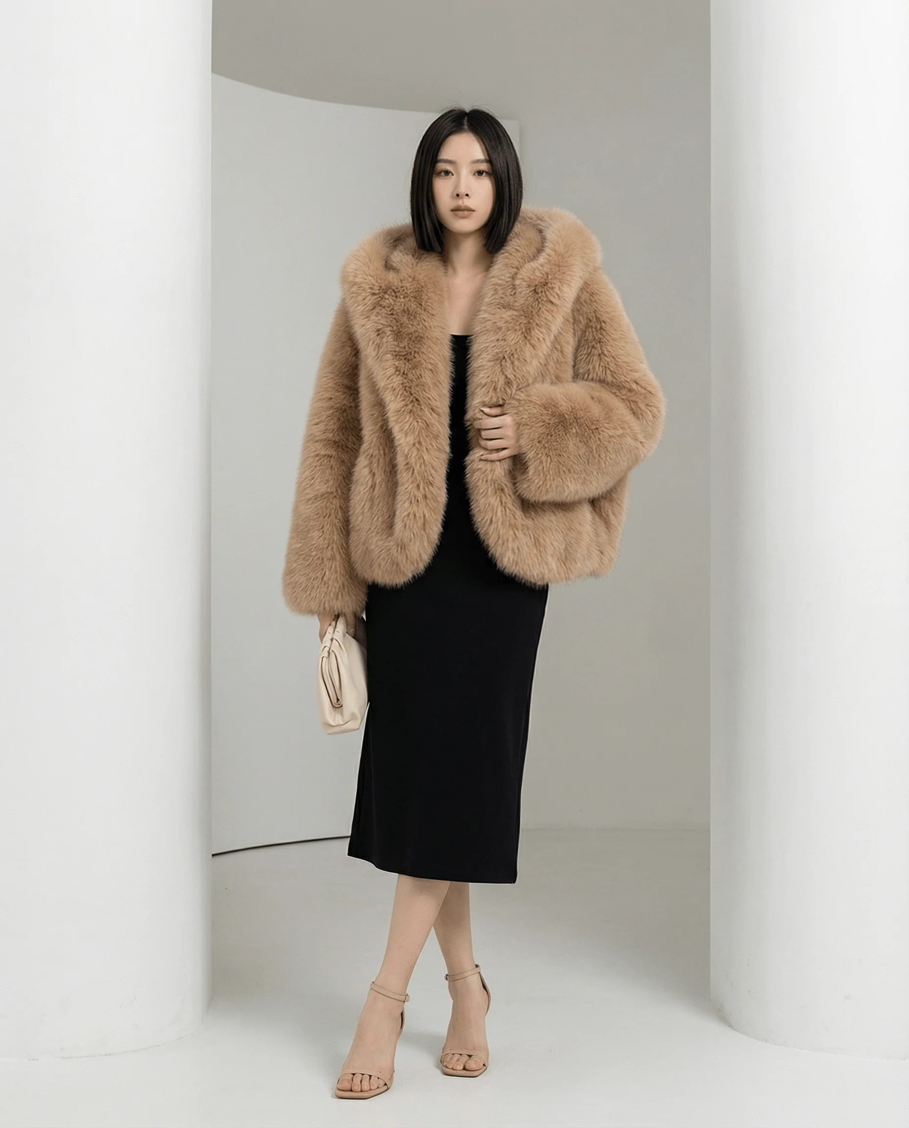 Veste Ravena à capuche en fausse fourrure