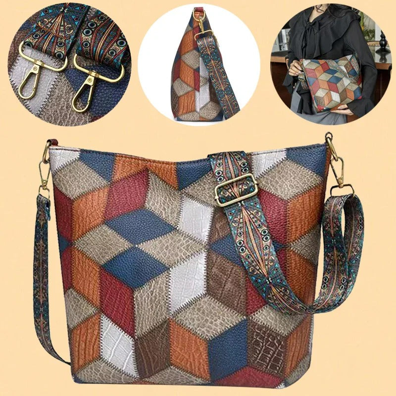 Sac à main en cuir mosaïque