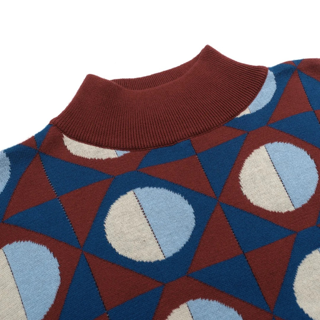 Pull à col montant multicolores rétro artistiques