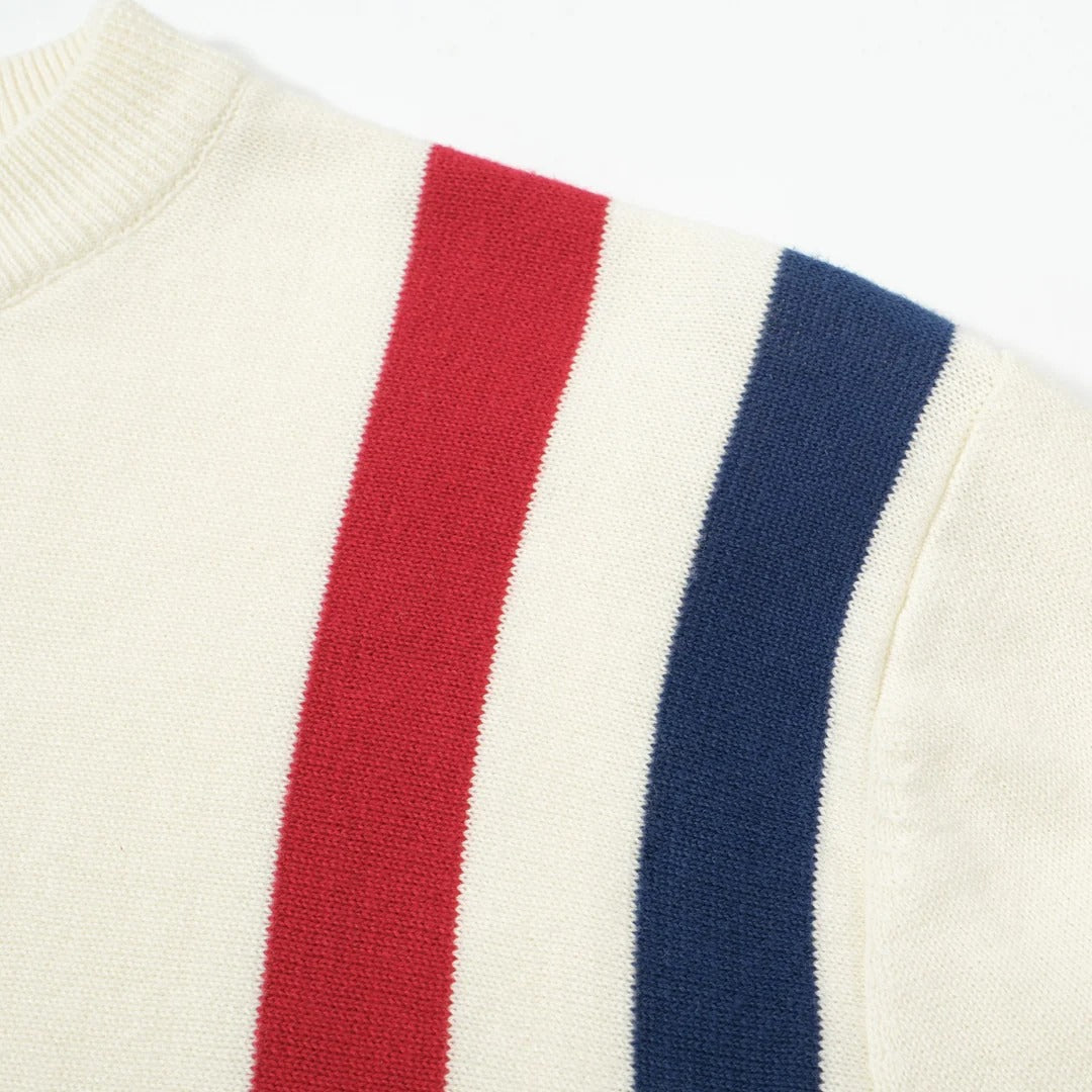 Pull rayé – Crème, style rétro