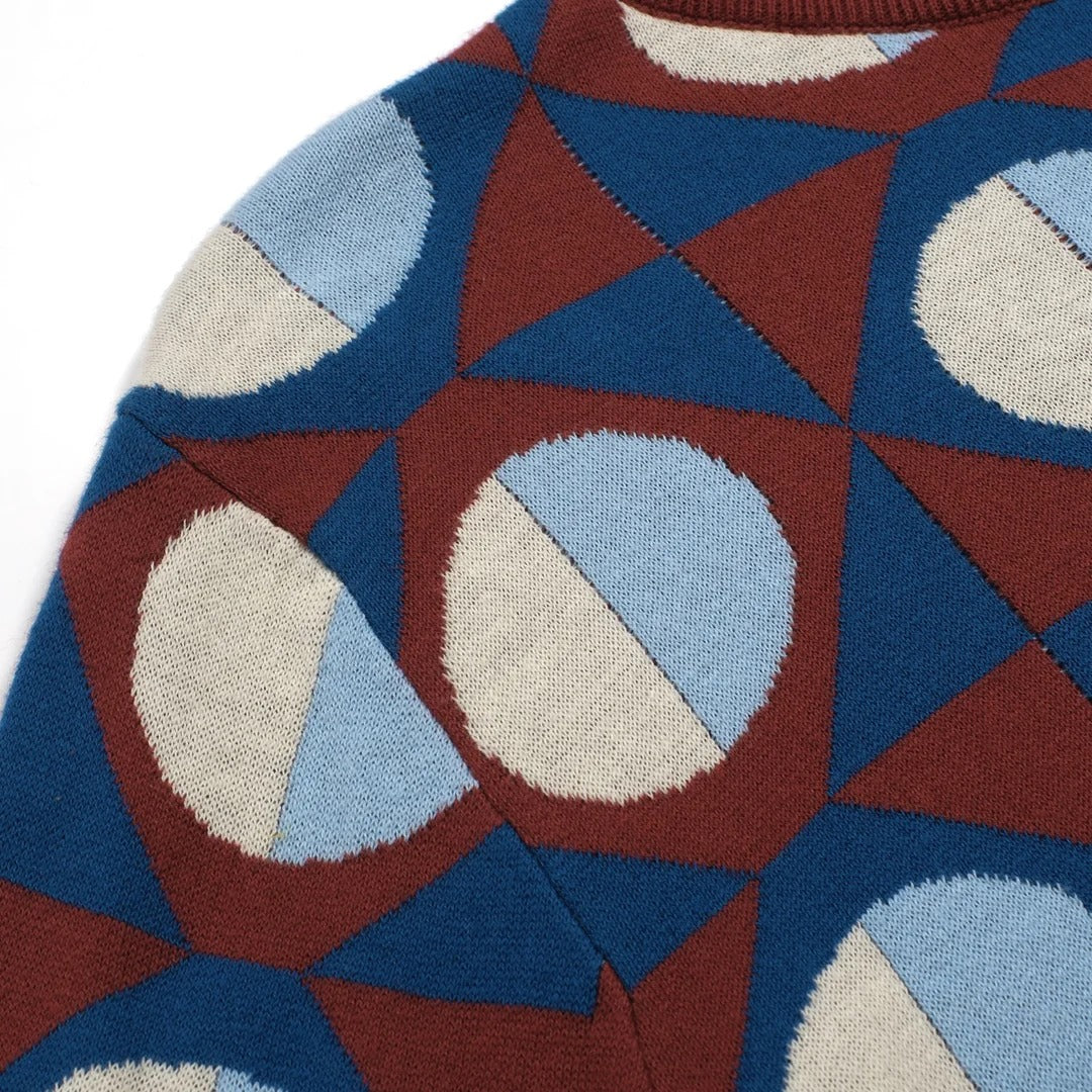 Pull à col montant multicolores rétro artistiques