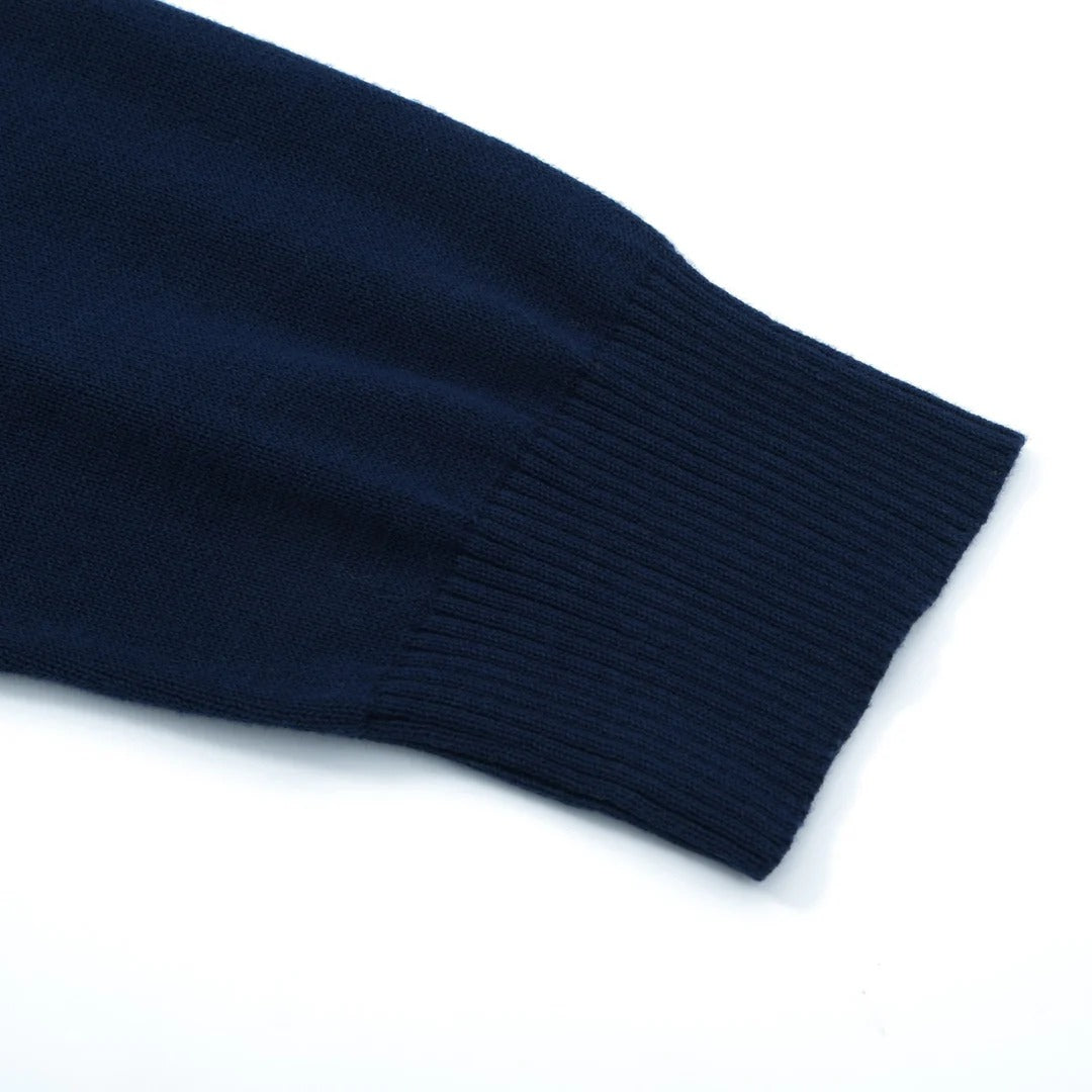 Veste en maille zippée rétro – Bleu marine vintage
