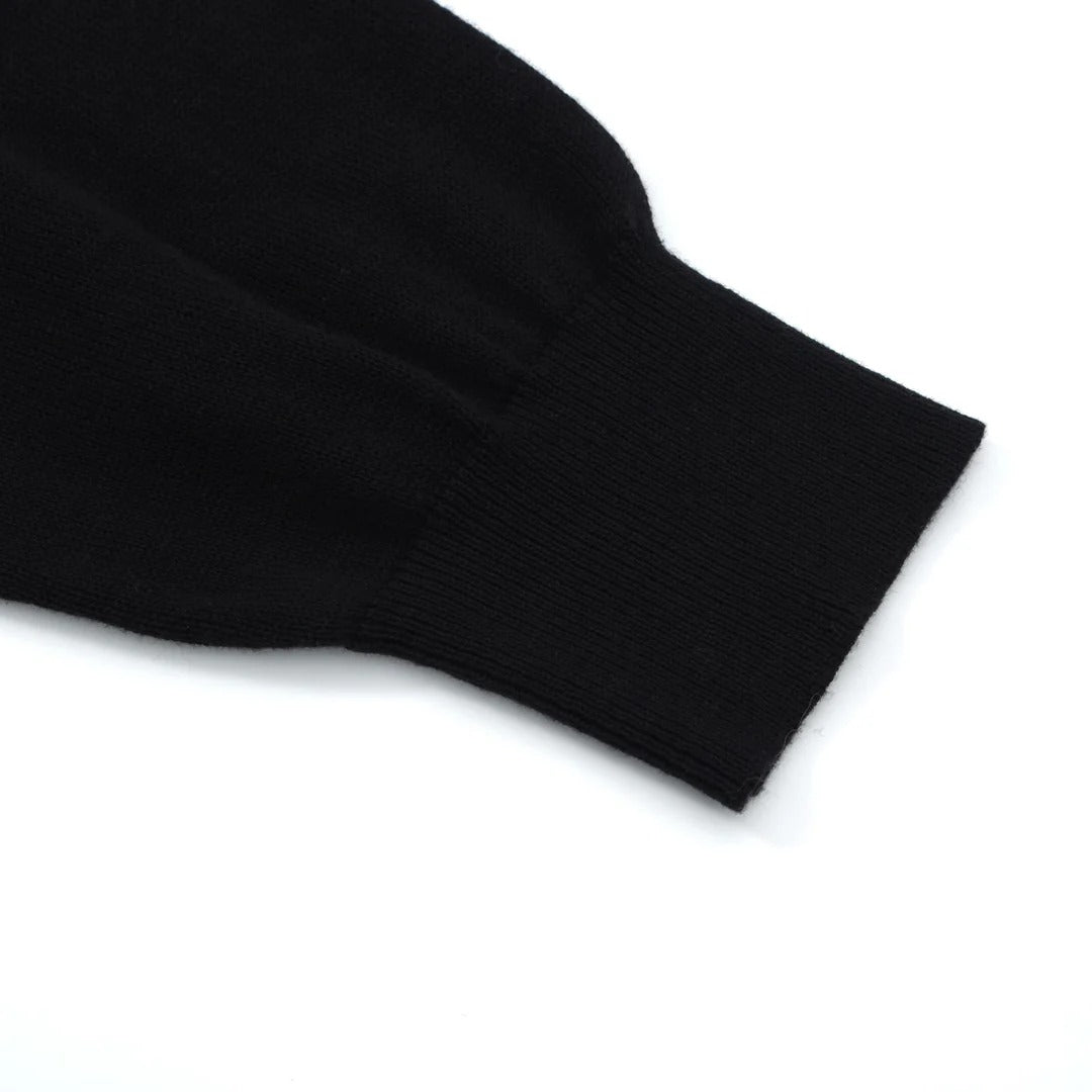 Veste en maille zippée rétro – Noir vintage