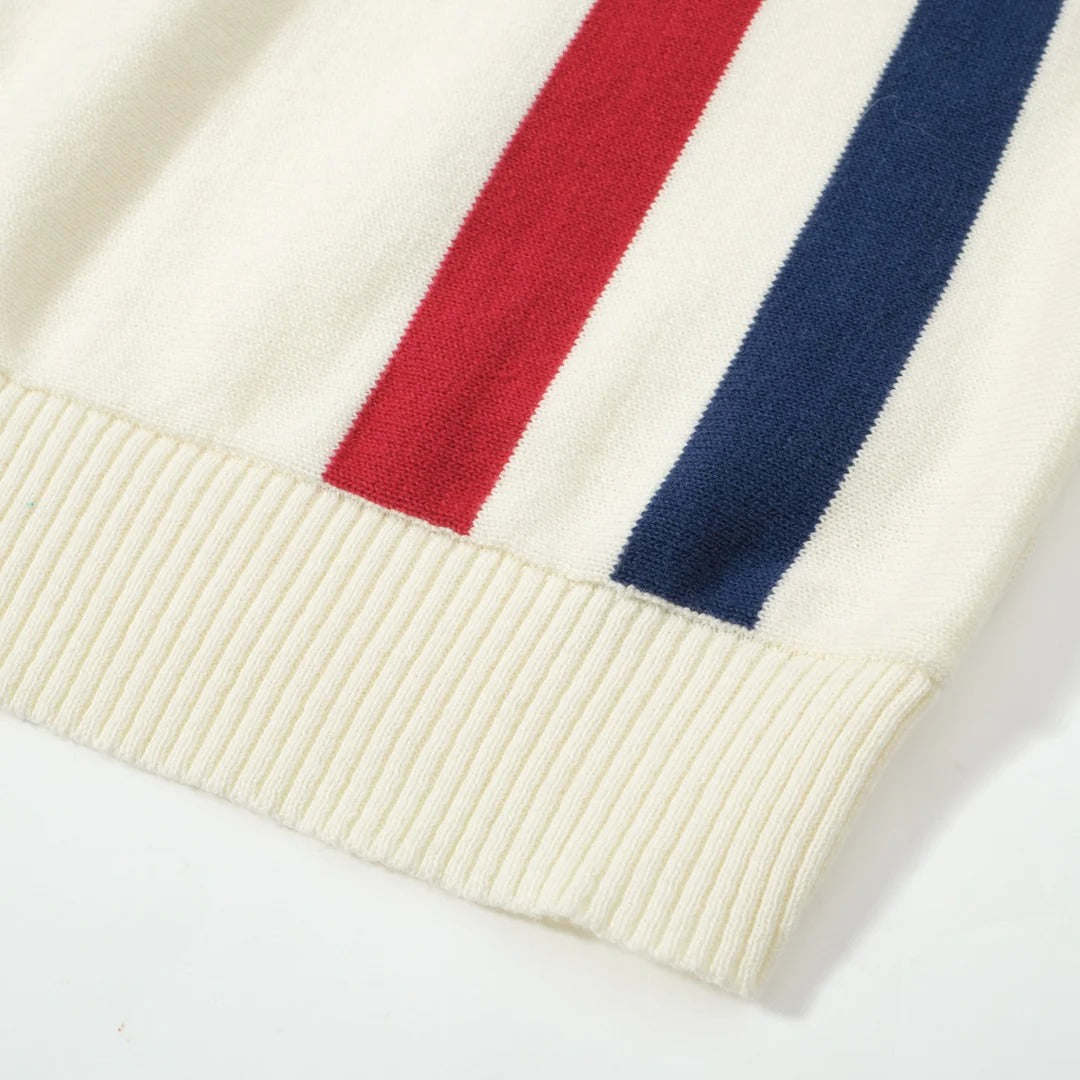 Pull rayé – Crème, style rétro