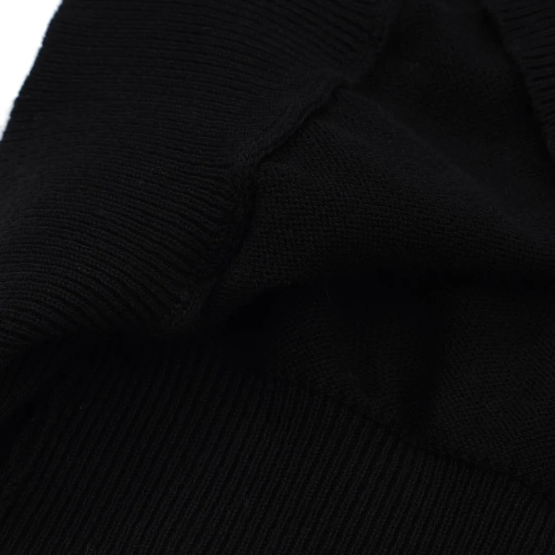 Veste en maille zippée rétro – Noir vintage