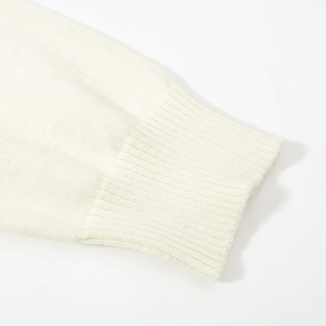 Pull rayé – Crème, style rétro