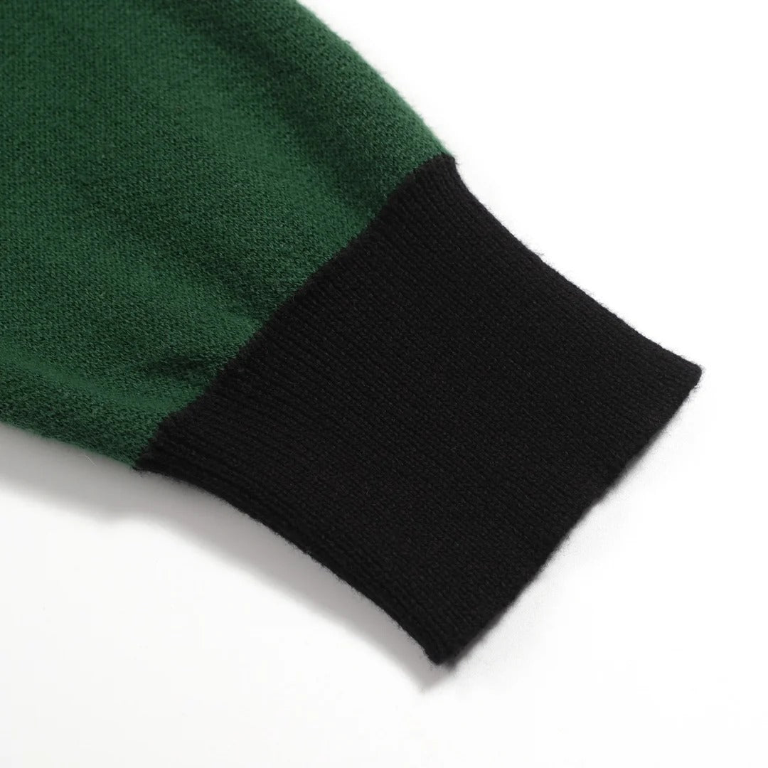 Cardigan vintage vert en maille jacquard