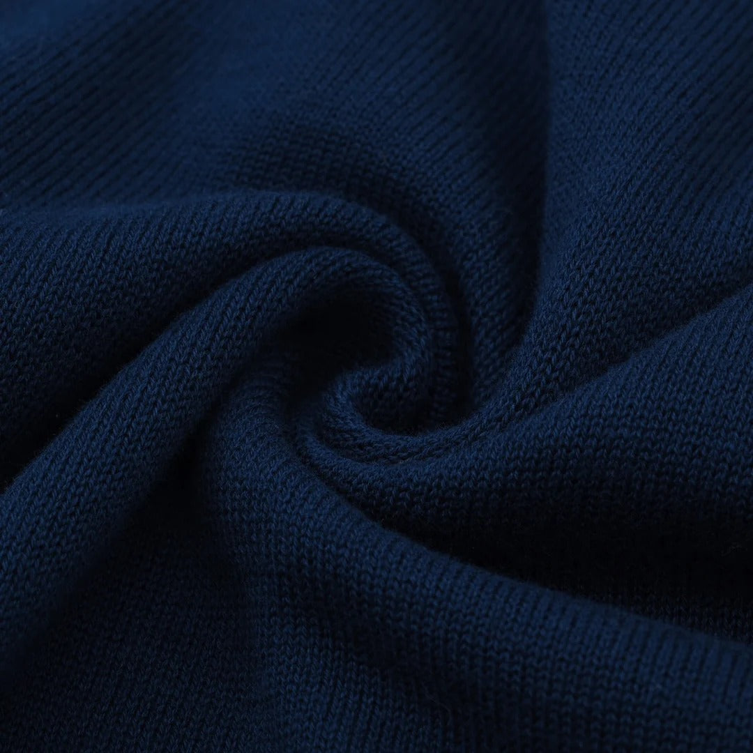Veste en maille zippée rétro – Bleu marine vintage