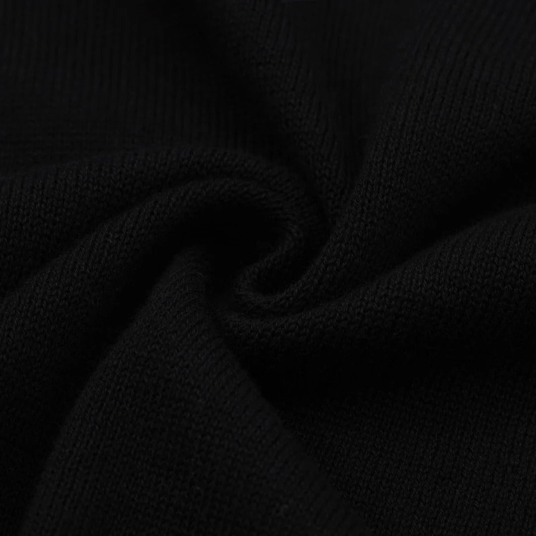 Veste en maille zippée rétro – Noir vintage
