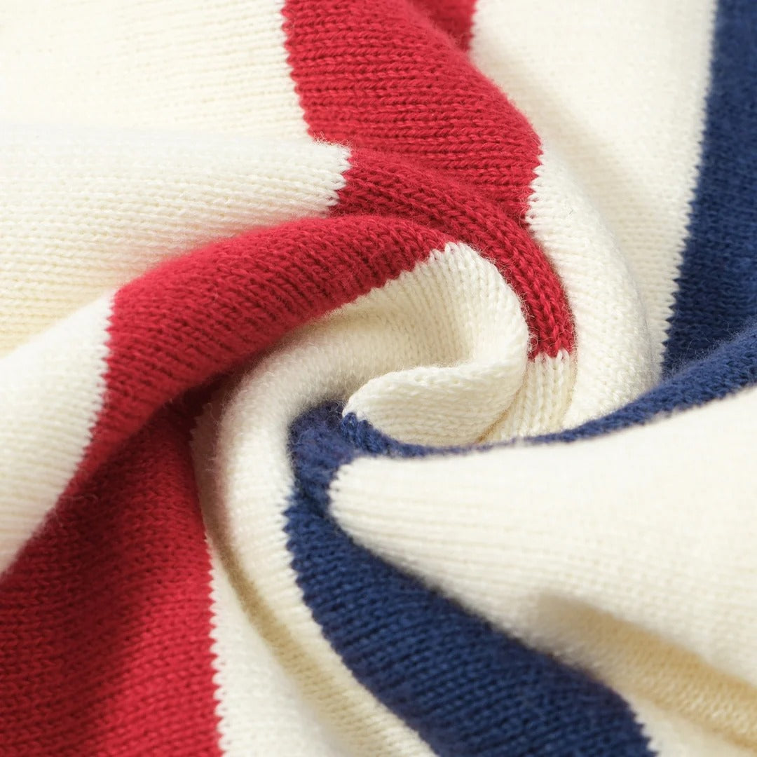 Pull rayé – Crème, style rétro