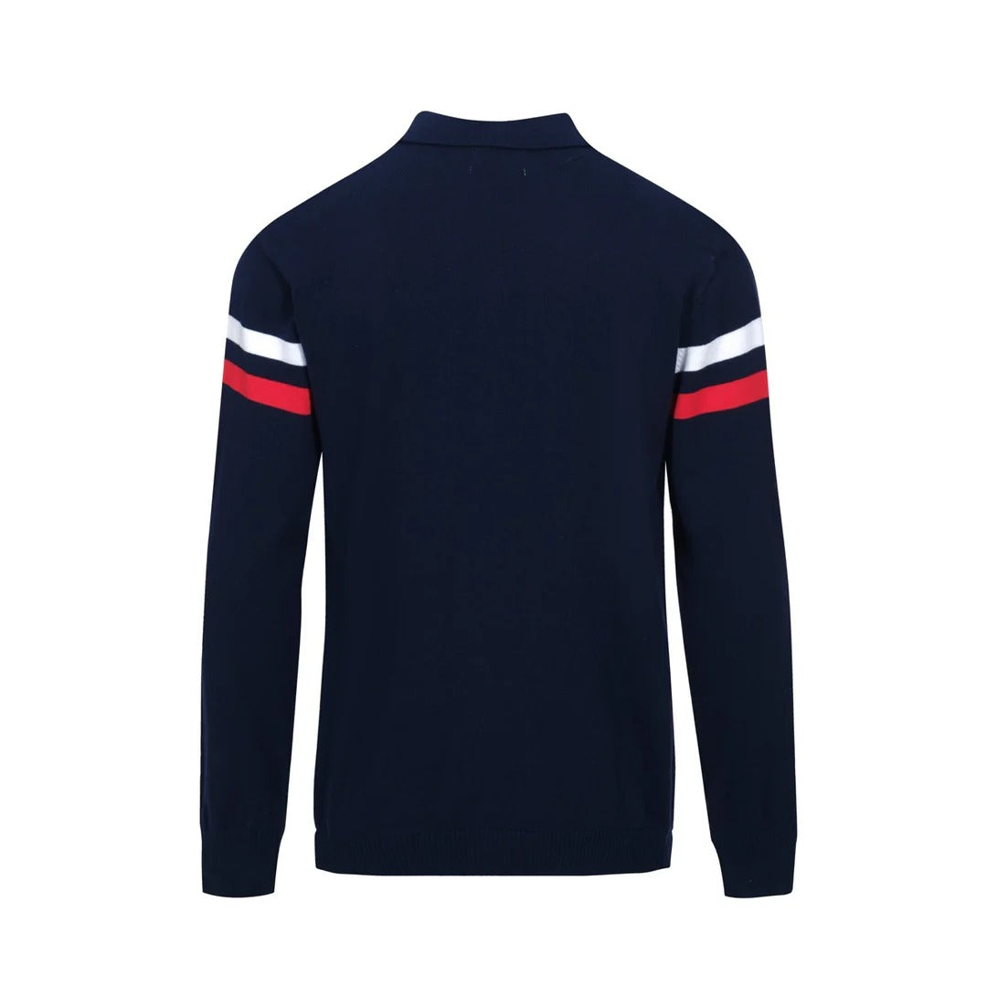 Veste en maille zippée rétro – Bleu marine vintage