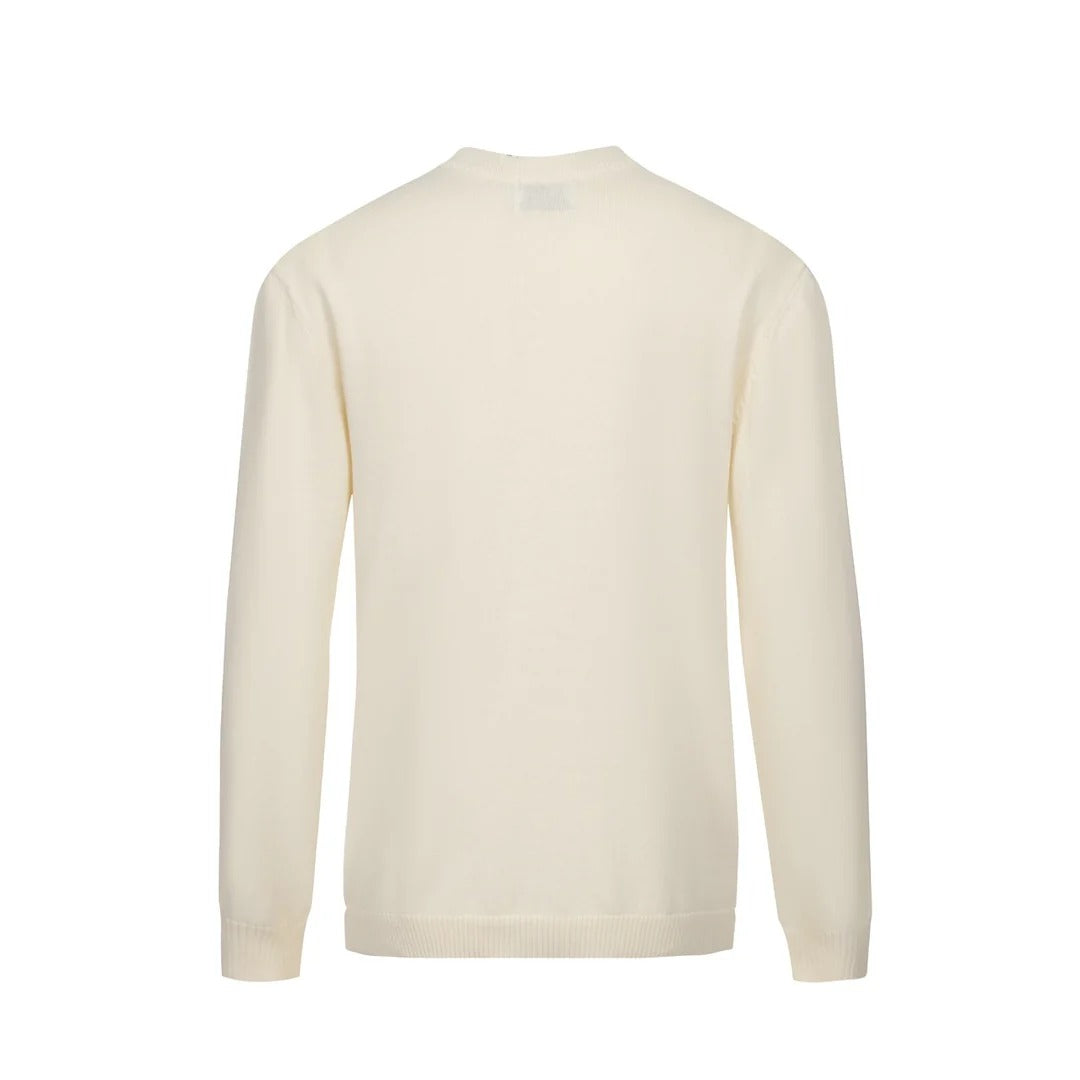 Pull rayé – Crème, style rétro