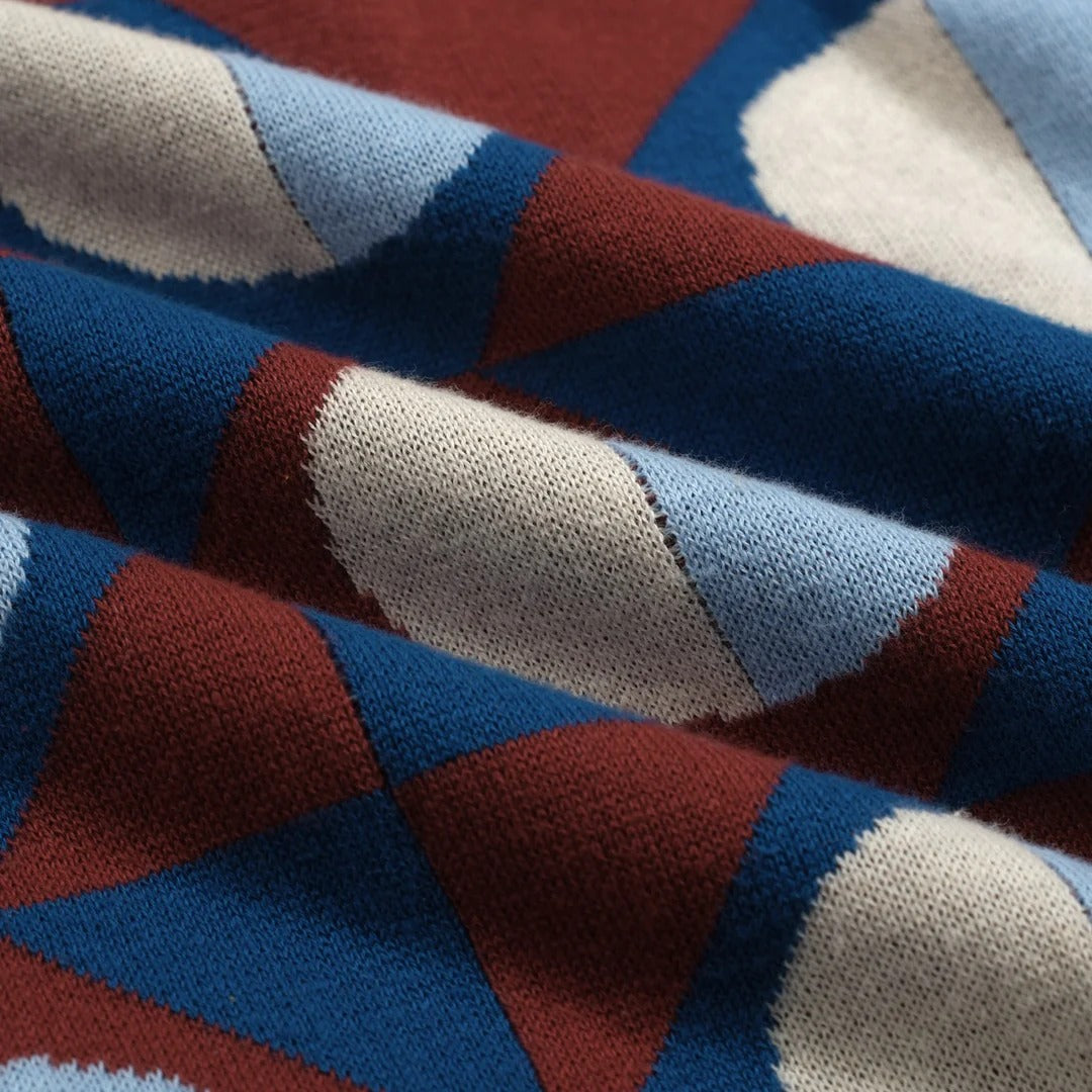 Pull à col montant multicolores rétro artistiques