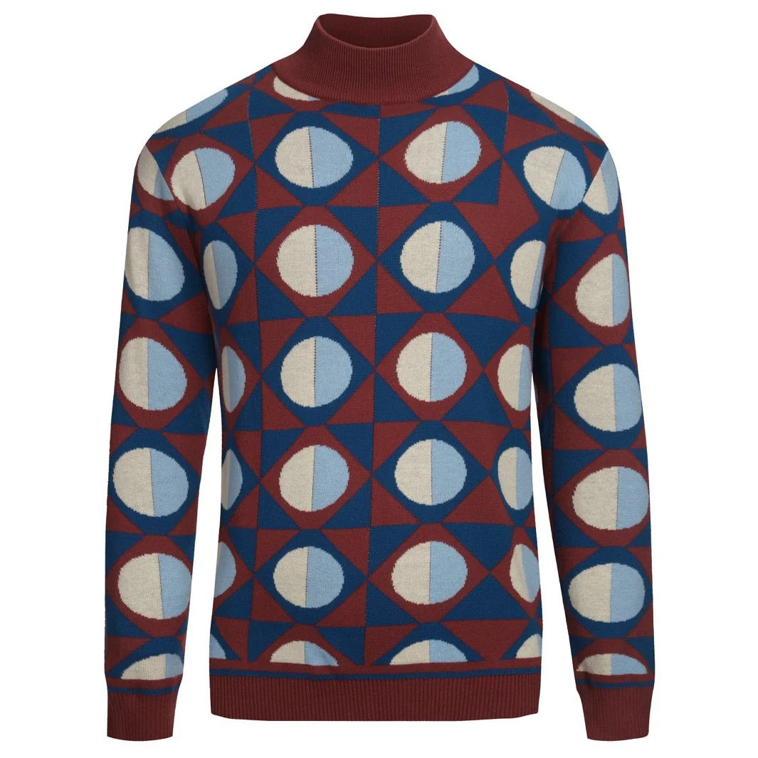 Pull à col montant multicolores rétro artistiques